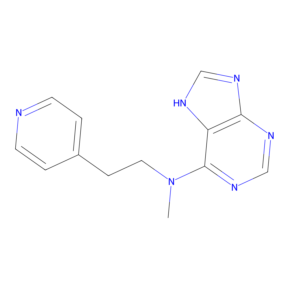 N-methyl-N-[2-(pyridin-4-yl)ethyl]-9H-purin-6-amine molecular structure, CAS 2741895-92-9
