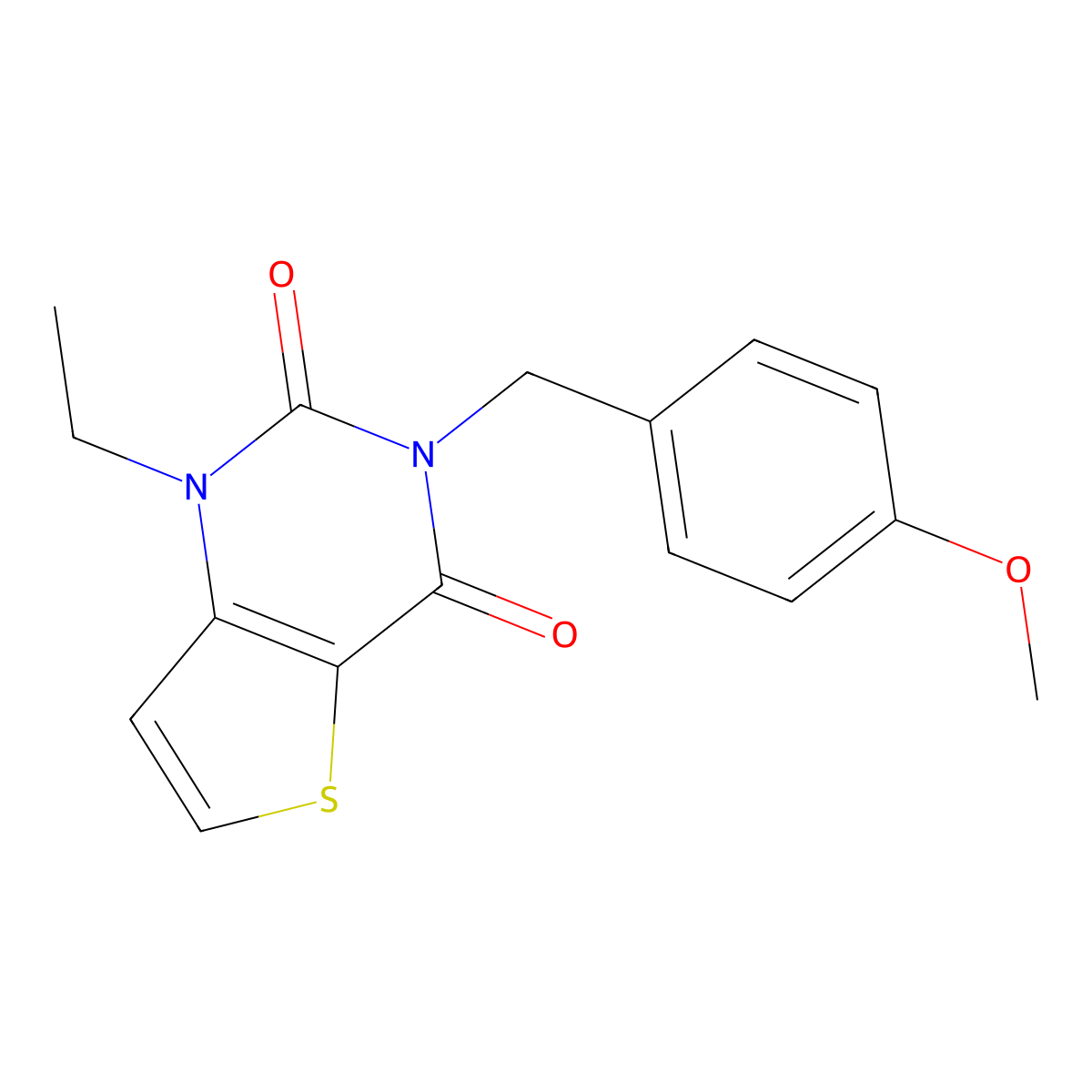 1-ethyl-3-[(4-methoxyphenyl)methyl]-1H,2H,3H,4H-thieno[3,2-d]pyrimidine-2,4-dione molecular structure, CAS 2741895-99-6