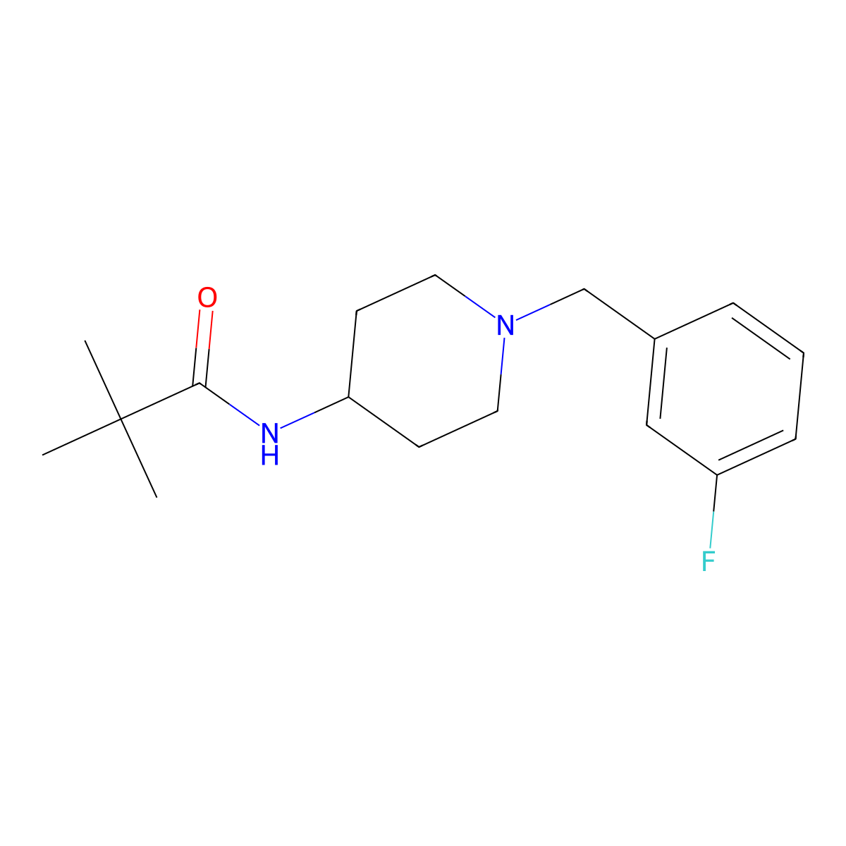 N-{1-[(3-fluorophenyl)methyl]piperidin-4-yl}-2,2-dimethylpropanamide molecular structure, CAS 2741896-08-0