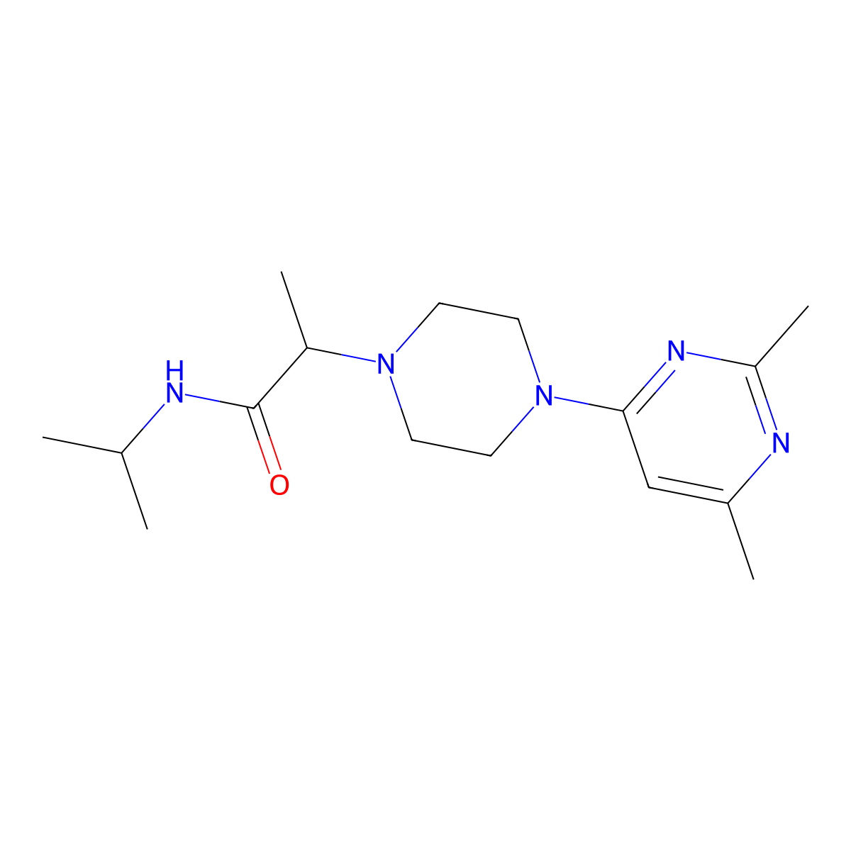 2-[4-(2,6-dimethylpyrimidin-4-yl)piperazin-1-yl]-N-propan-2-ylpropanamide molecular structure, CAS 2741896-11-5