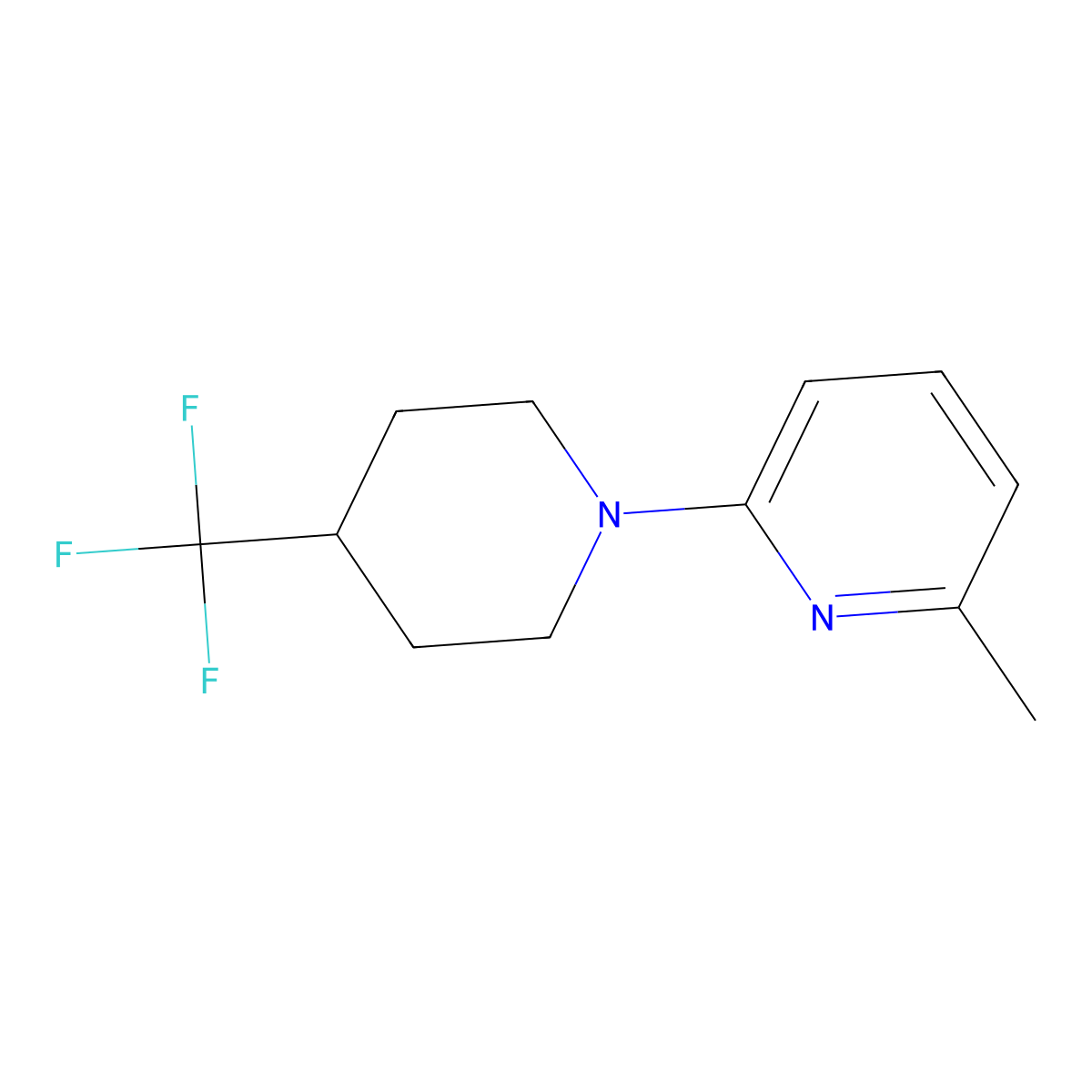2-Methyl-6-[4-(trifluoromethyl)piperidin-1-yl]pyridine molecular structure, CAS 2741896-18-2