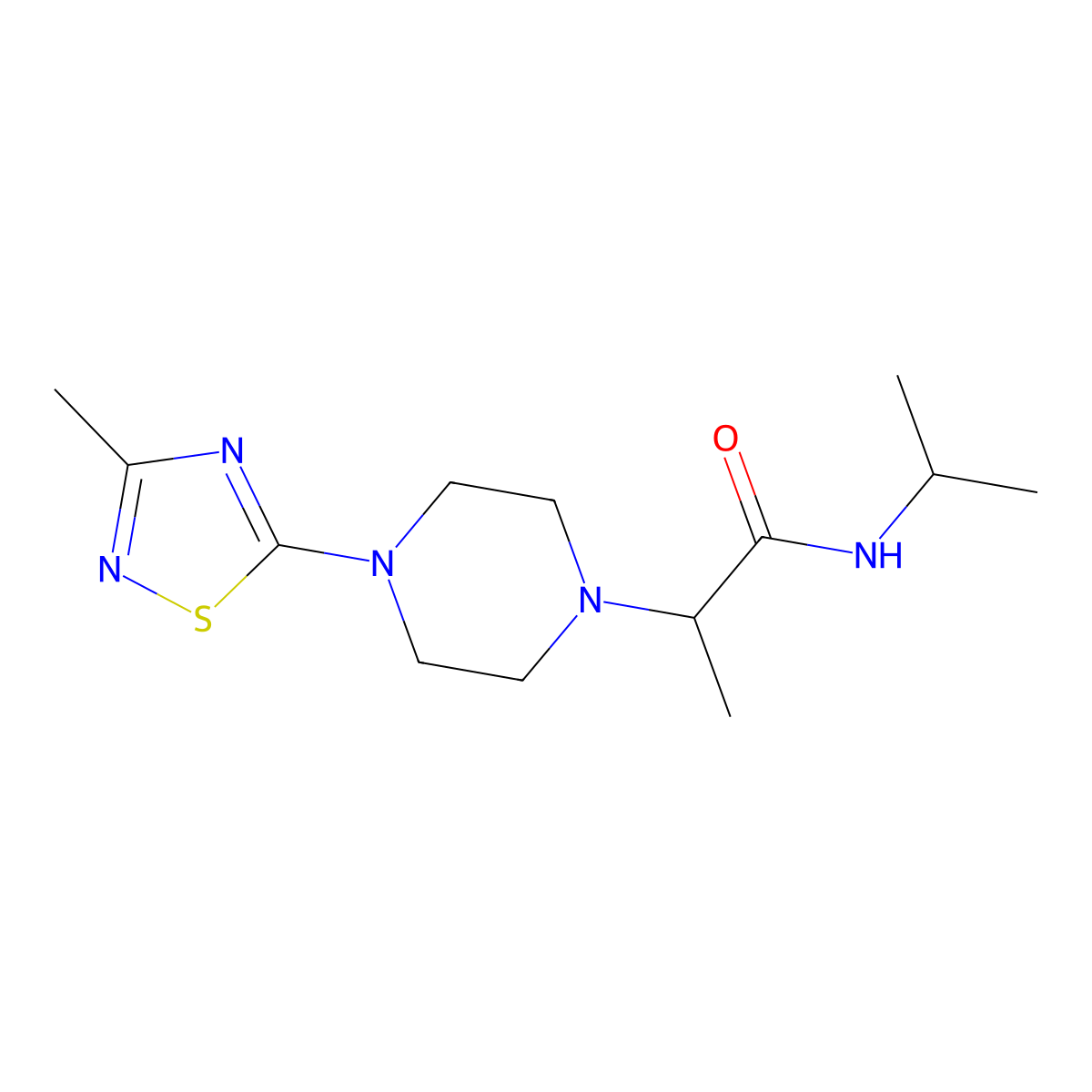 2-[4-(3-methyl-1,2,4-thiadiazol-5-yl)piperazin-1-yl]-N-(propan-2-yl)propanamide molecular structure, CAS 2741896-19-3