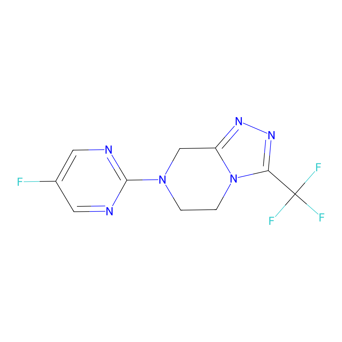 5-fluoro-2-[3-(trifluoromethyl)-5H,6H,7H,8H-[1,2,4]triazolo[4,3-a]pyrazin-7-yl]pyrimidine molecular structure, CAS 2741896-21-7