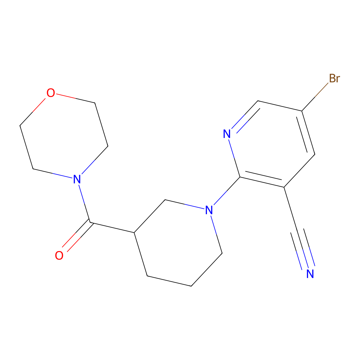 5-Bromo-2-[3-(morpholine-4-carbonyl)piperidin-1-yl]pyridine-3-carbonitrile molecular structure, CAS 2741896-22-8