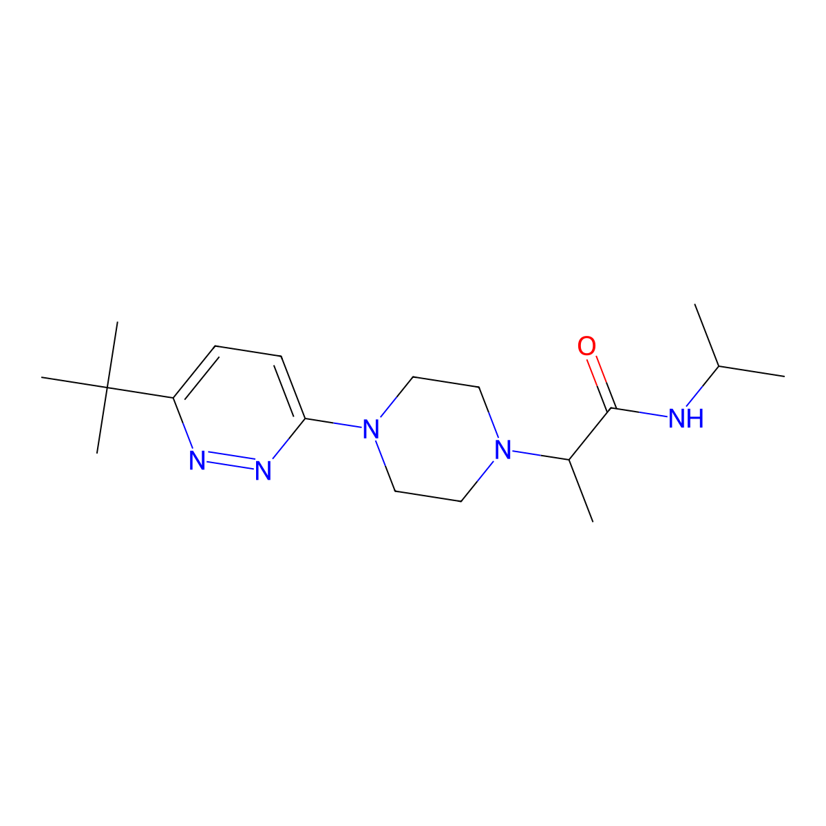 2-[4-(6-tert-butylpyridazin-3-yl)piperazin-1-yl]-N-(propan-2-yl)propanamide molecular structure, CAS 2741896-24-0