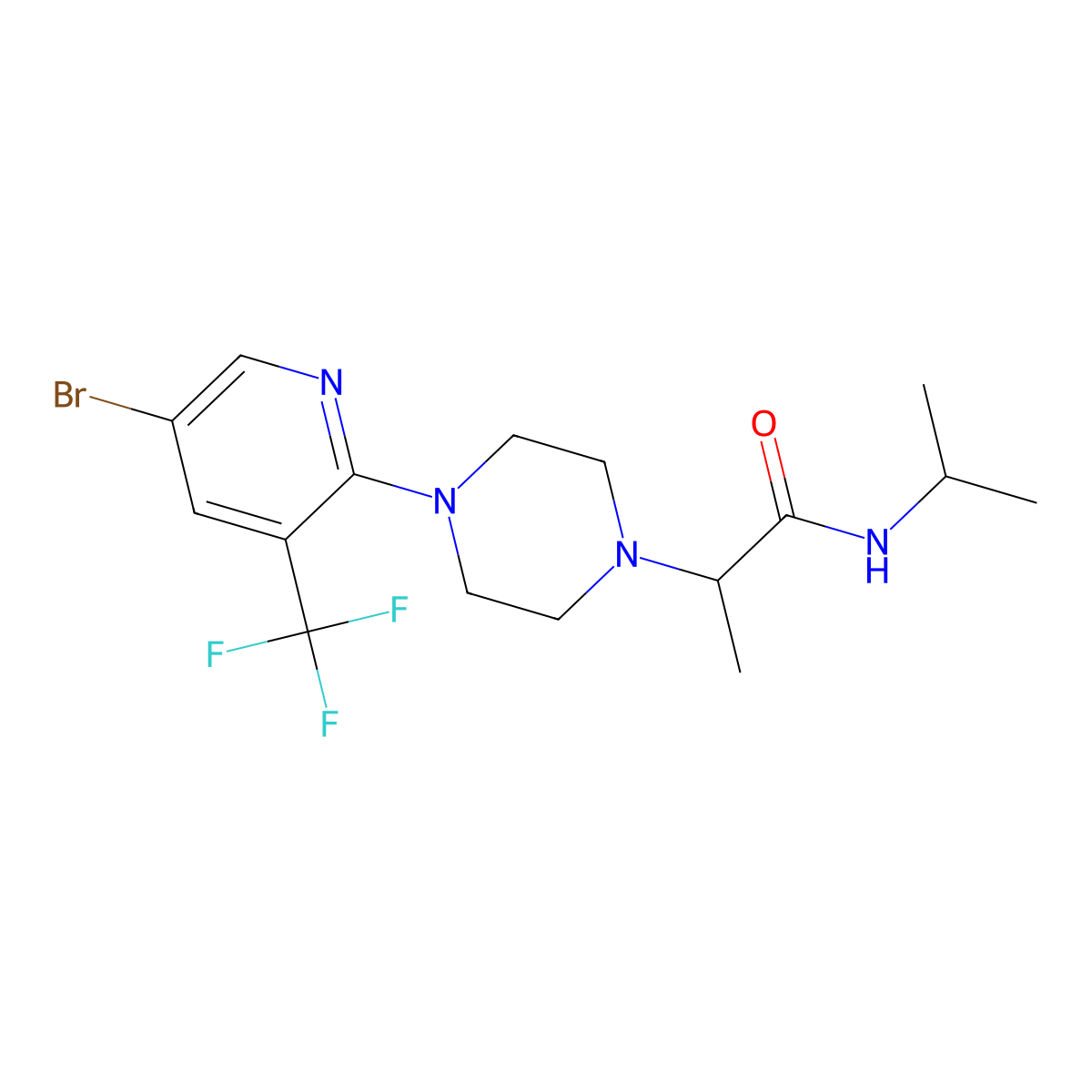 2-{4-[5-bromo-3-(trifluoromethyl)pyridin-2-yl]piperazin-1-yl}-N-(propan-2-yl)propanamide molecular structure, CAS 2741896-30-8