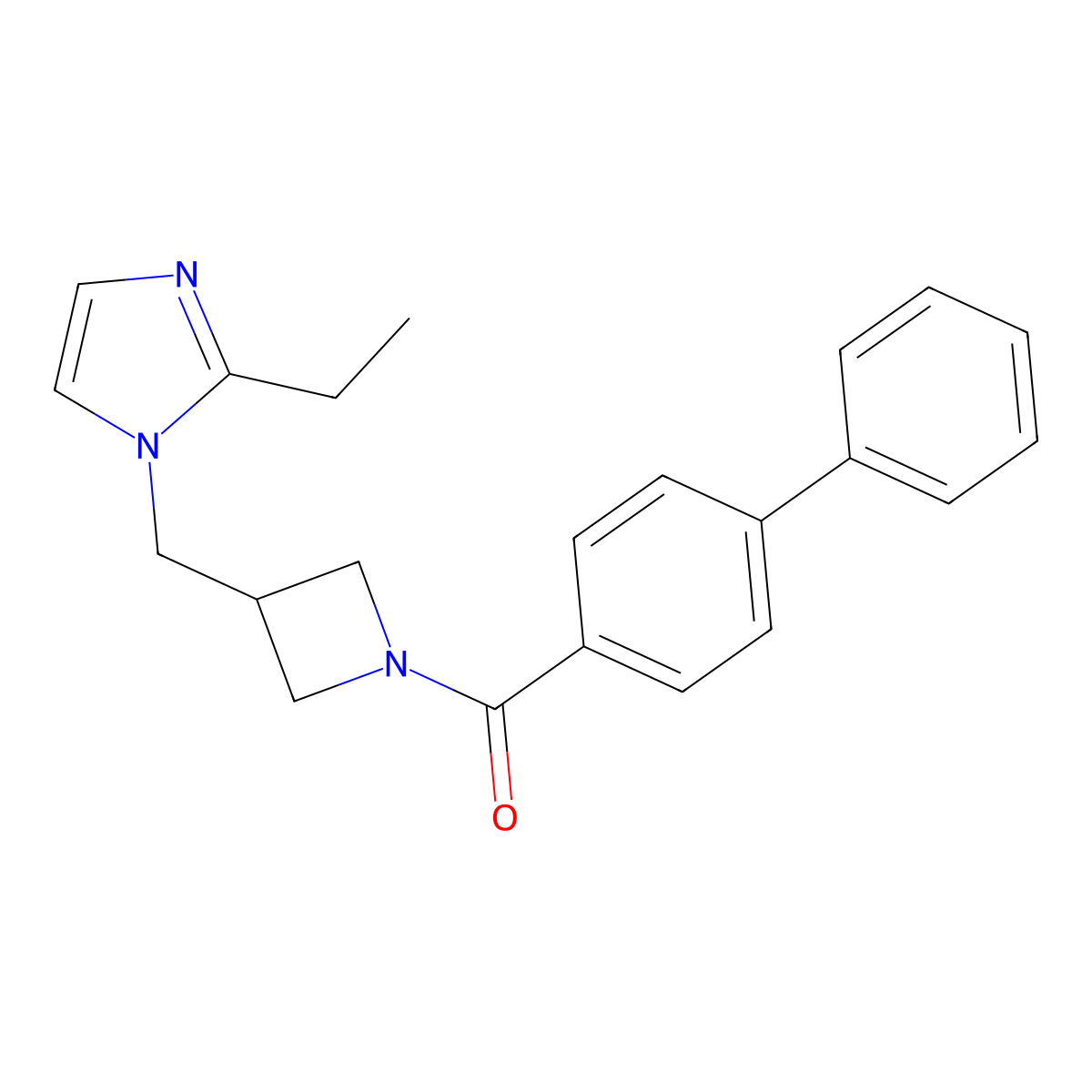 1-[(1-{[1,1'-biphenyl]-4-carbonyl}azetidin-3-yl)methyl]-2-ethyl-1H-imidazole molecular structure, CAS 2741896-38-6