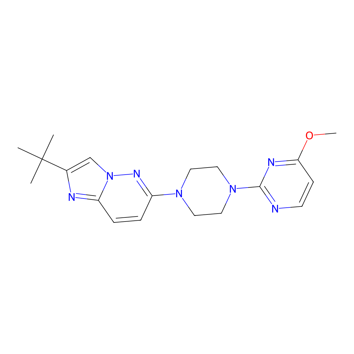 2-(4-{2-Tert-butylimidazo[1,2-b]pyridazin-6-yl}piperazin-1-yl)-4-methoxypyrimidine molecular structure, CAS 2741896-47-7