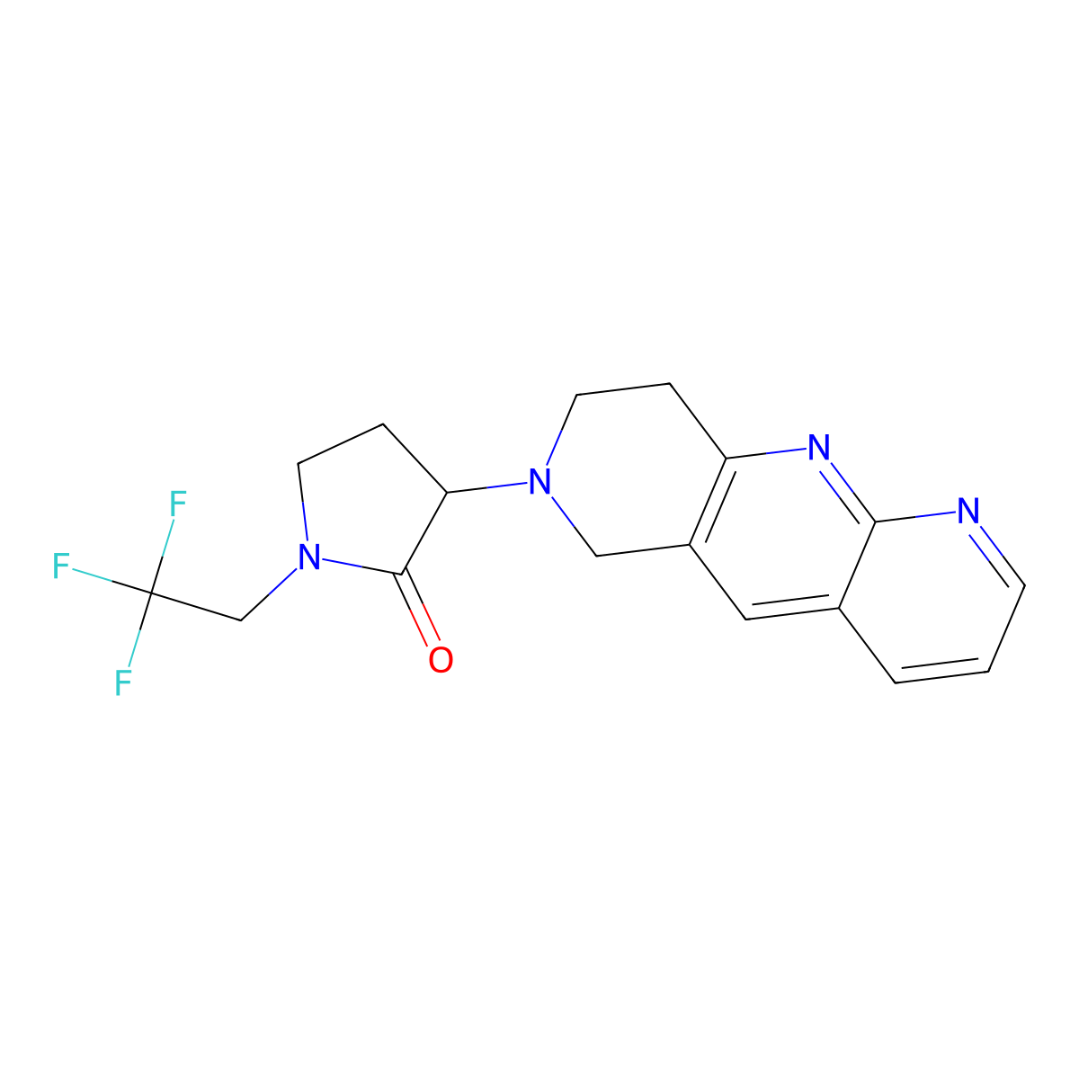 3-{6H,7H,8H,9H-pyrido[2,3-b]1,6-naphthyridin-7-yl}-1-(2,2,2-trifluoroethyl)pyrrolidin-2-one molecular structure, CAS 2741896-53-5