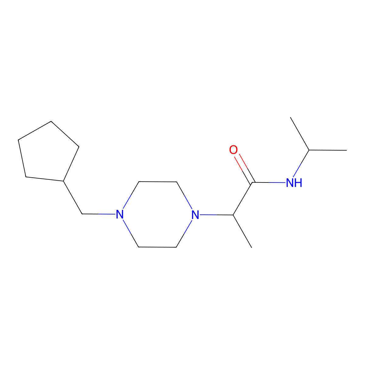 2-[4-(cyclopentylmethyl)piperazin-1-yl]-N-(propan-2-yl)propanamide molecular structure, CAS 2741896-56-8