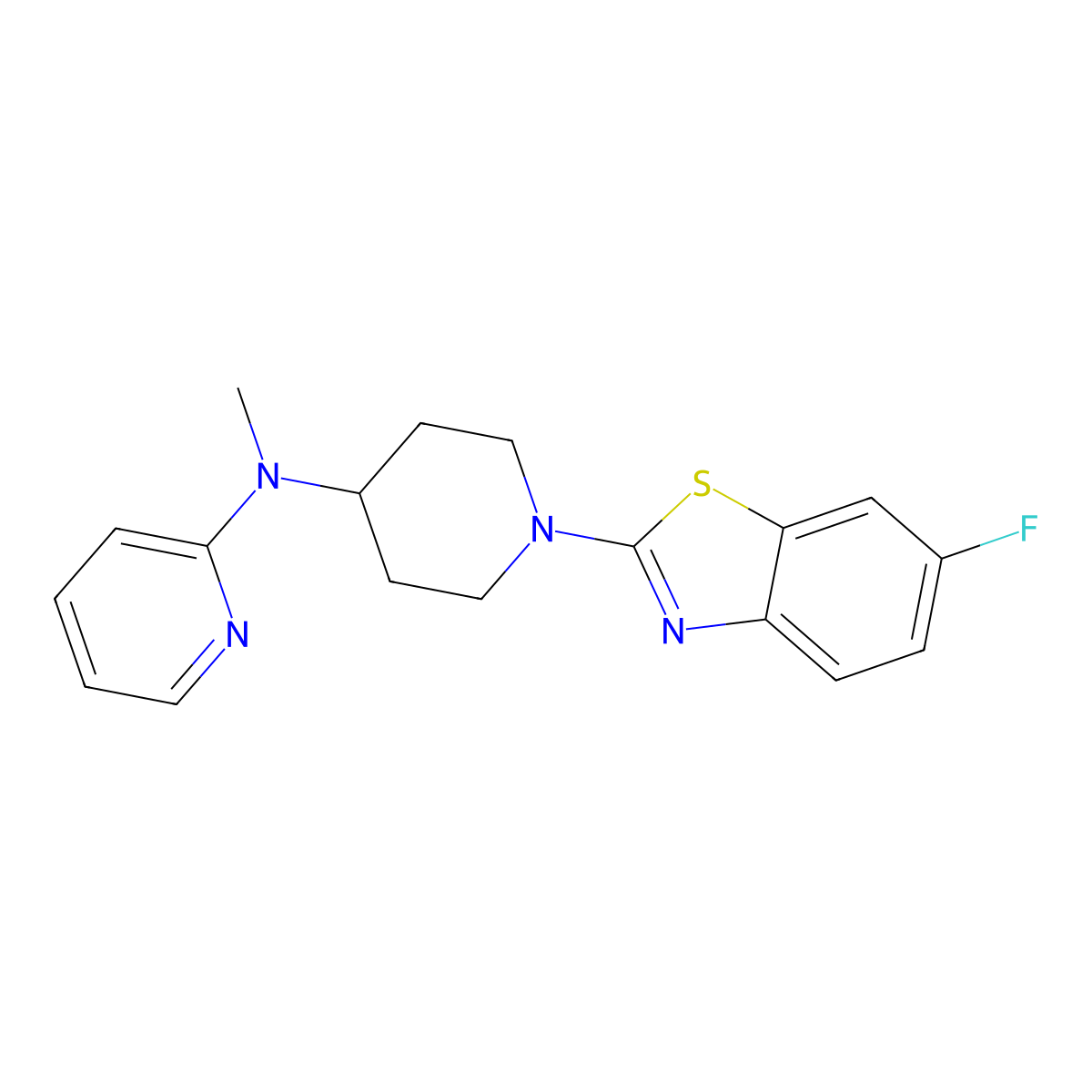 N-[1-(6-fluoro-1,3-benzothiazol-2-yl)piperidin-4-yl]-N-methylpyridin-2-amine molecular structure, CAS 2741896-58-0