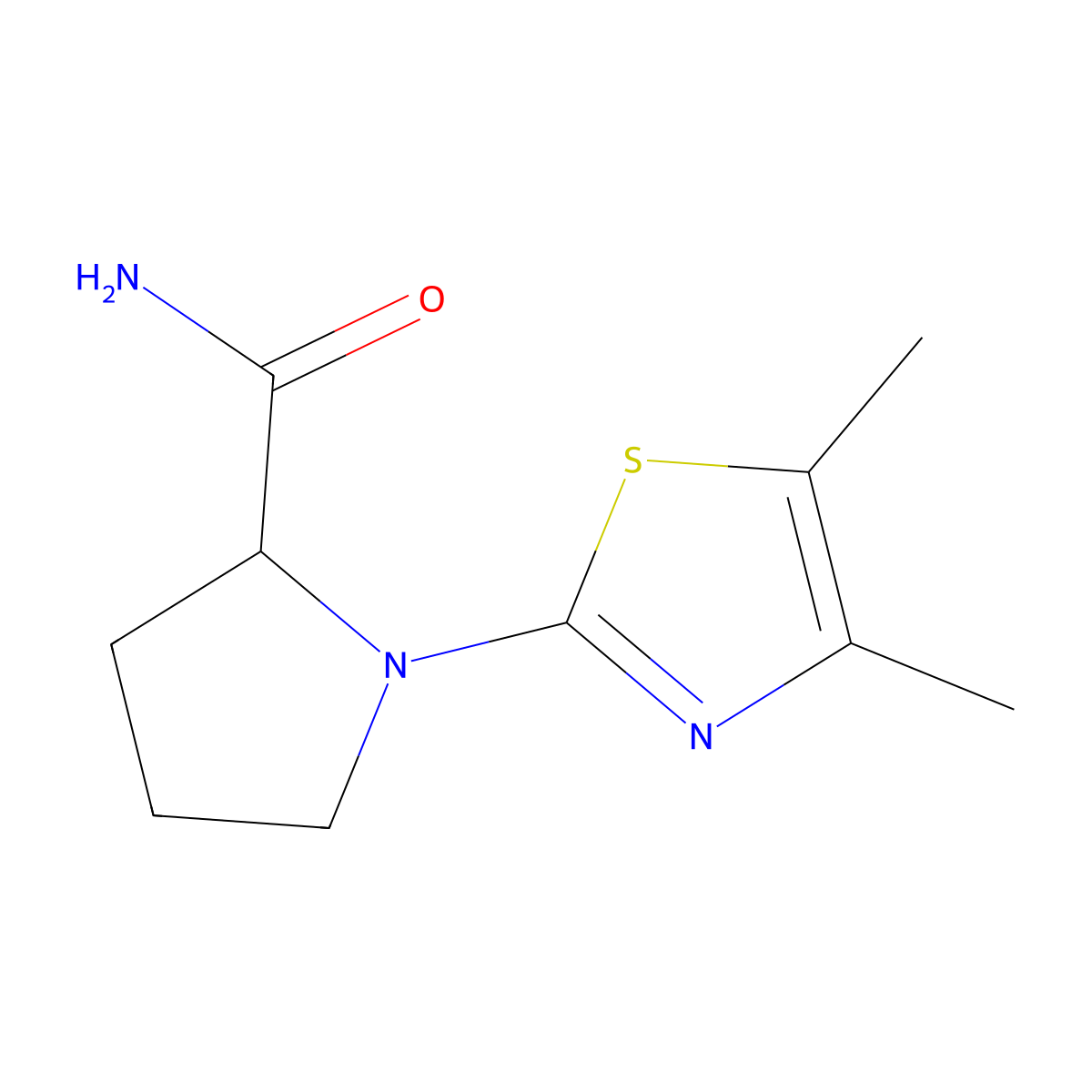 1-(4,5-Dimethyl-1,3-thiazol-2-yl)pyrrolidine-2-carboxamide molecular structure, CAS 2741896-66-0