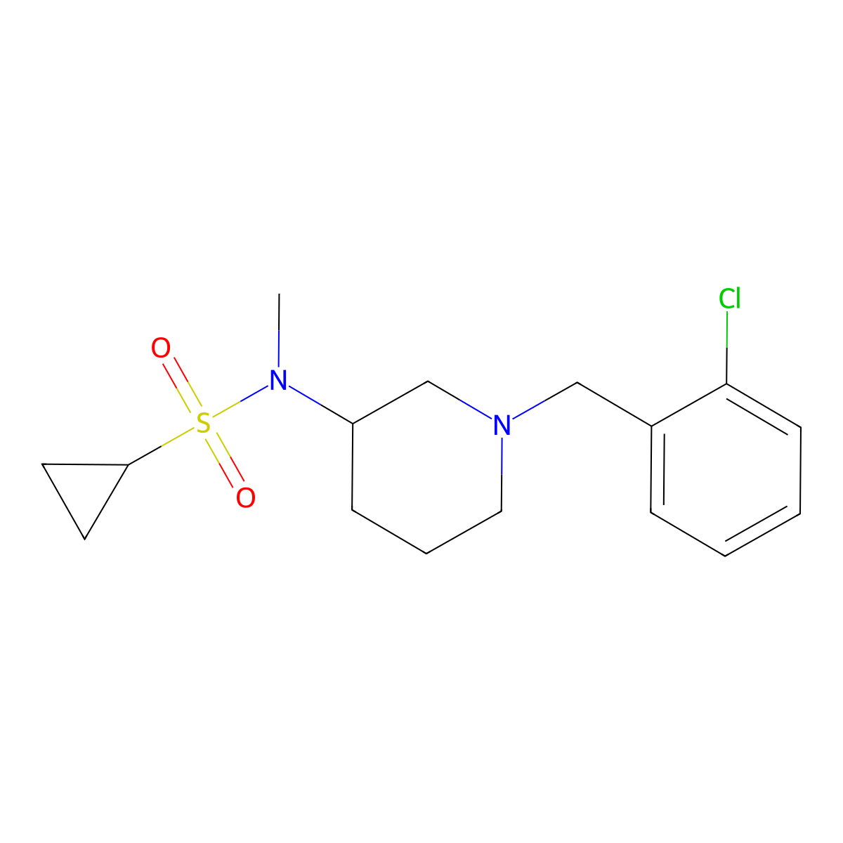 N-{1-[(2-chlorophenyl)methyl]piperidin-3-yl}-N-methylcyclopropanesulfonamide molecular structure, CAS 2741896-68-2