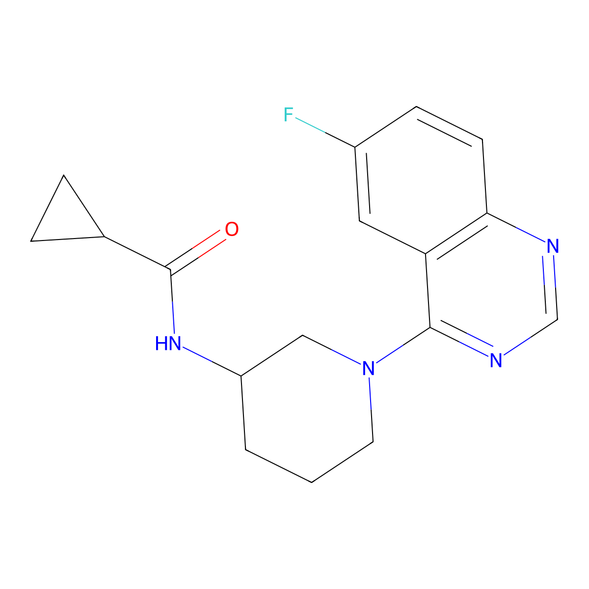 N-[1-(6-fluoroquinazolin-4-yl)piperidin-3-yl]cyclopropanecarboxamide molecular structure, CAS 2741896-73-9