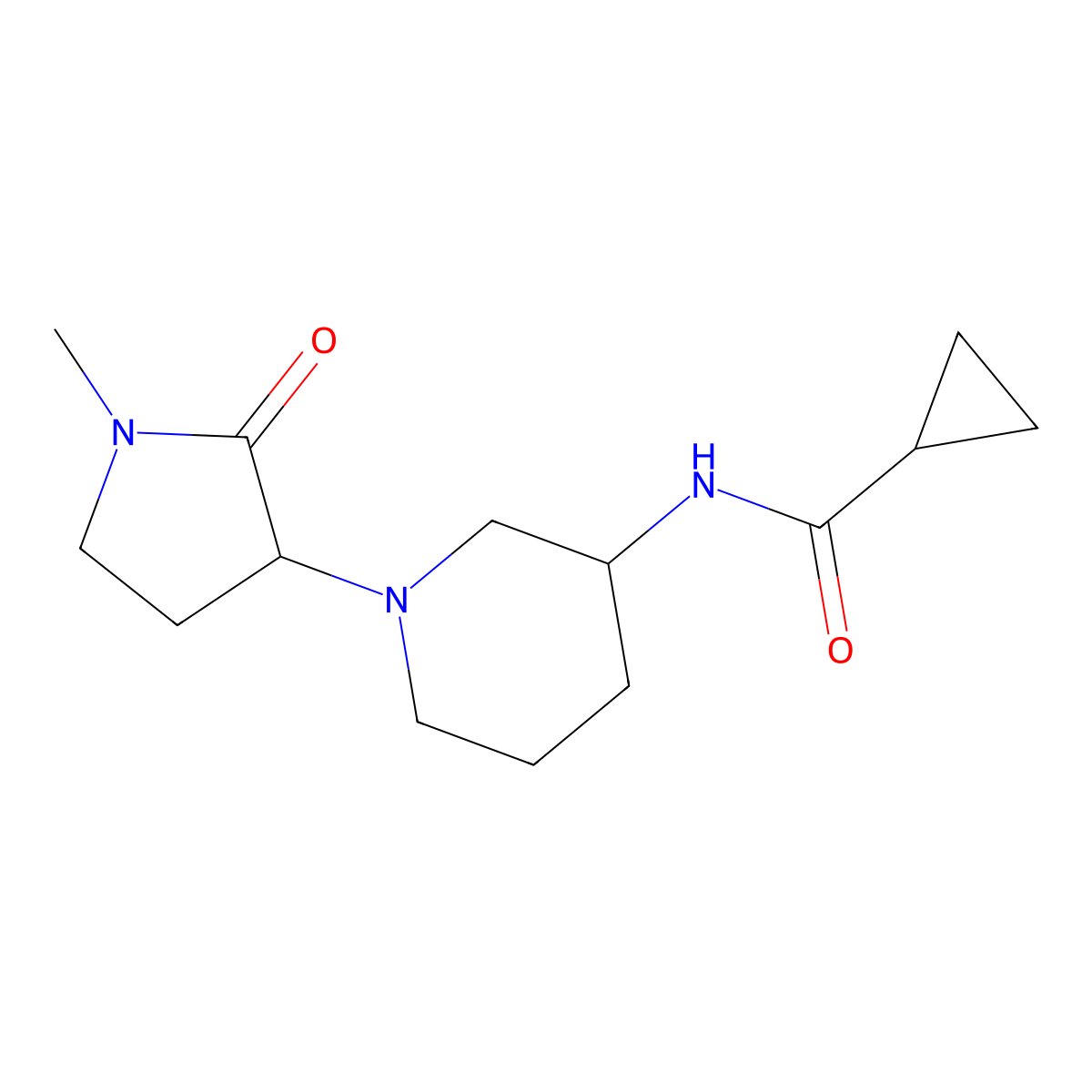 N-[1-(1-methyl-2-oxopyrrolidin-3-yl)piperidin-3-yl]cyclopropanecarboxamide molecular structure, CAS 2741896-79-5