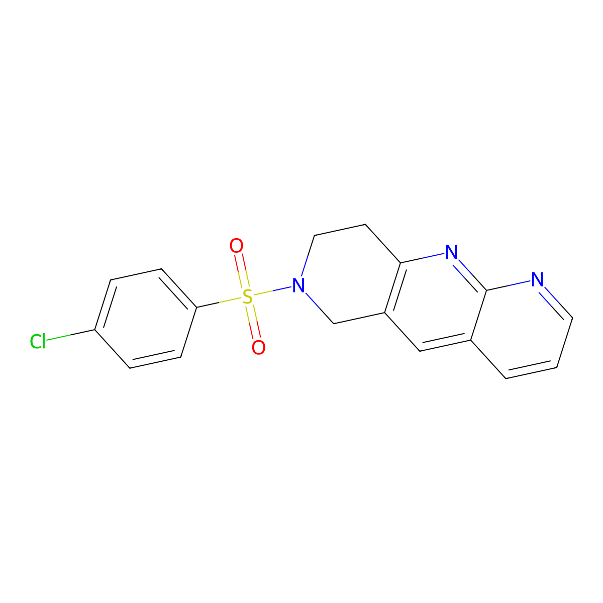 7-(4-chlorobenzenesulfonyl)-6H,7H,8H,9H-pyrido[2,3-b]1,6-naphthyridine molecular structure, CAS 2741896-84-2