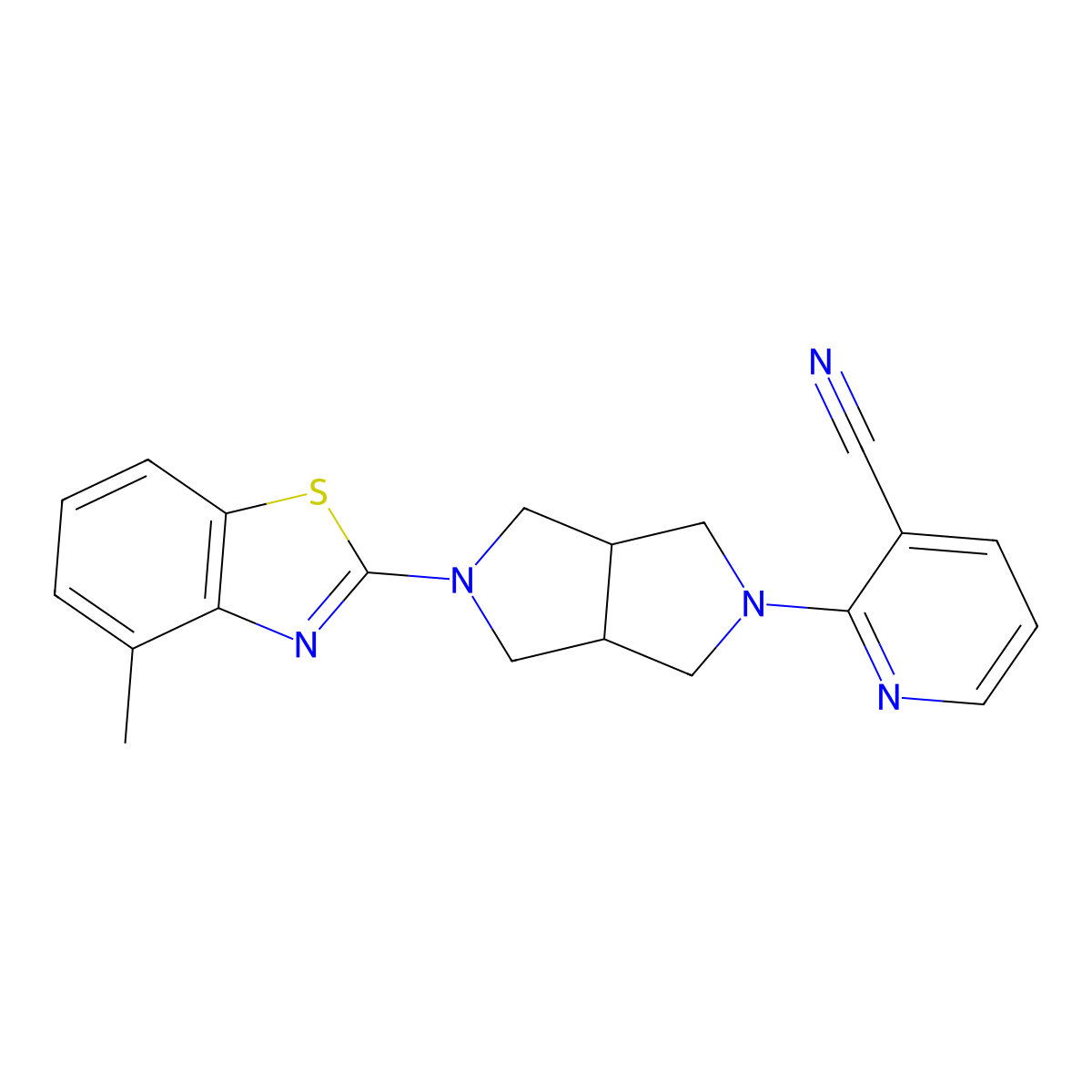 2-[5-(4-Methyl-1,3-benzothiazol-2-yl)-octahydropyrrolo[3,4-c]pyrrol-2-yl]pyridine-3-carbonitrile molecular structure, CAS 2741896-87-5