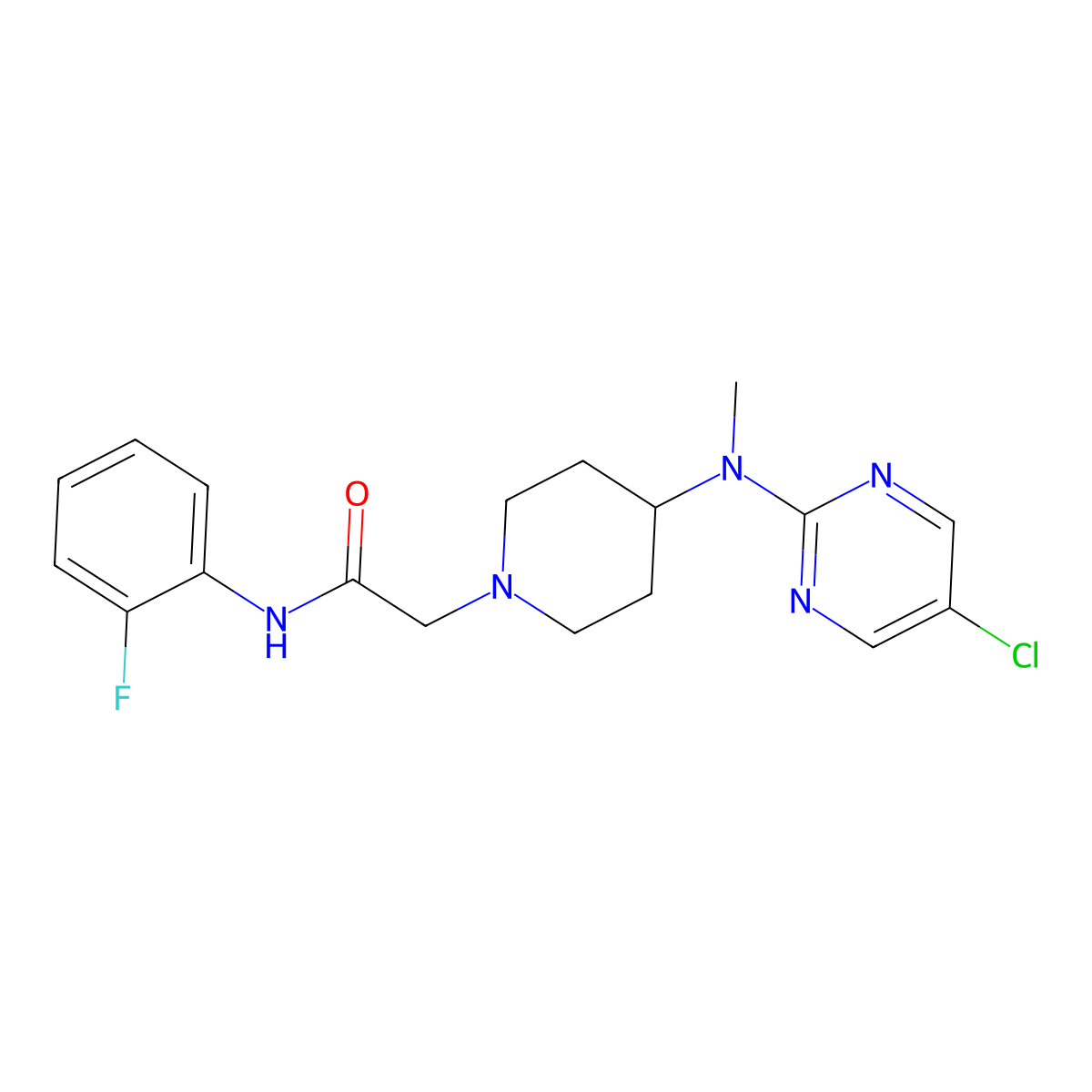 2-{4-[(5-chloropyrimidin-2-yl)(methyl)amino]piperidin-1-yl}-N-(2-fluorophenyl)acetamide molecular structure, CAS 2741896-95-5