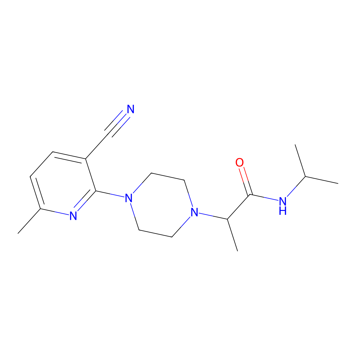 2-[4-(3-cyano-6-methylpyridin-2-yl)piperazin-1-yl]-N-(propan-2-yl)propanamide molecular structure, CAS 2741896-99-9