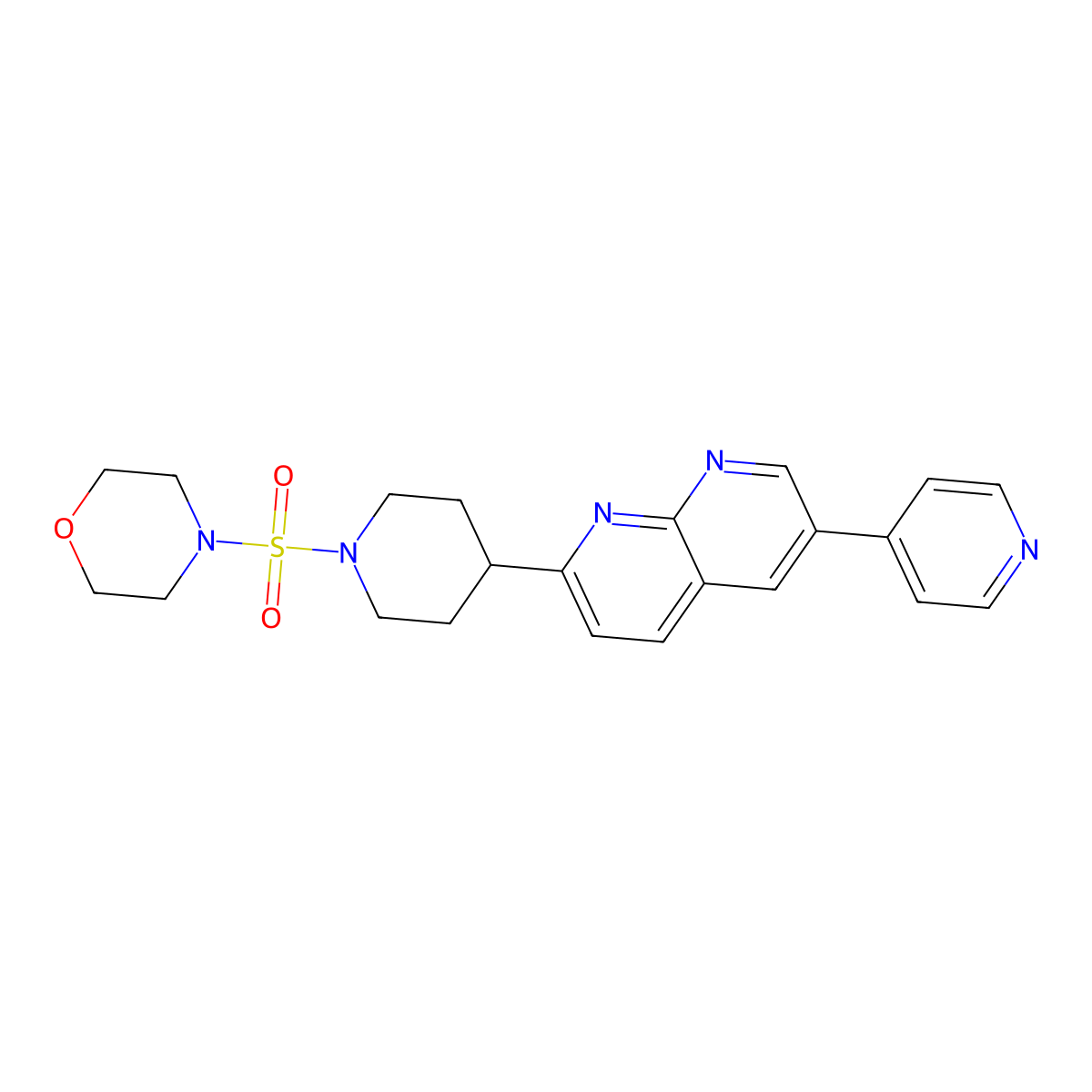 2-[1-(Morpholine-4-sulfonyl)piperidin-4-yl]-6-(pyridin-4-yl)-1,8-naphthyridine molecular structure, CAS 2741897-03-8
