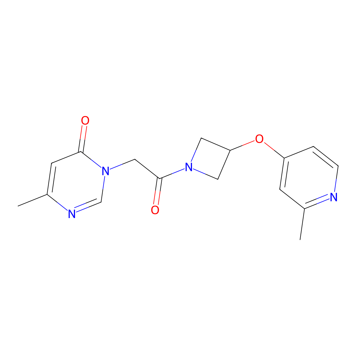 6-Methyl-3-(2-{3-[(2-methylpyridin-4-yl)oxy]azetidin-1-yl}-2-oxoethyl)-3,4-dihydropyrimidin-4-one molecular structure, CAS 2741897-06-1