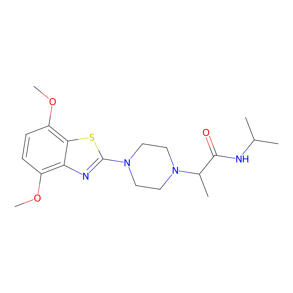 2-[4-(4,7-dimethoxy-1,3-benzothiazol-2-yl)piperazin-1-yl]-N-(propan-2-yl)propanamide molecular structure, CAS 2741897-10-7