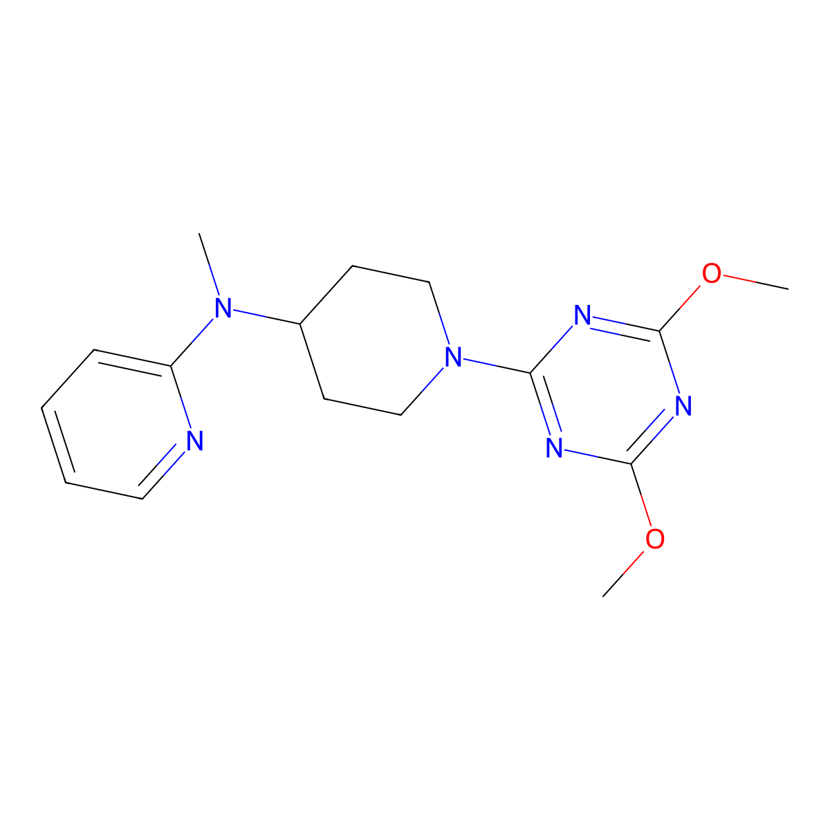 N-[1-(4,6-dimethoxy-1,3,5-triazin-2-yl)piperidin-4-yl]-N-methylpyridin-2-amine molecular structure, CAS 2741897-15-2