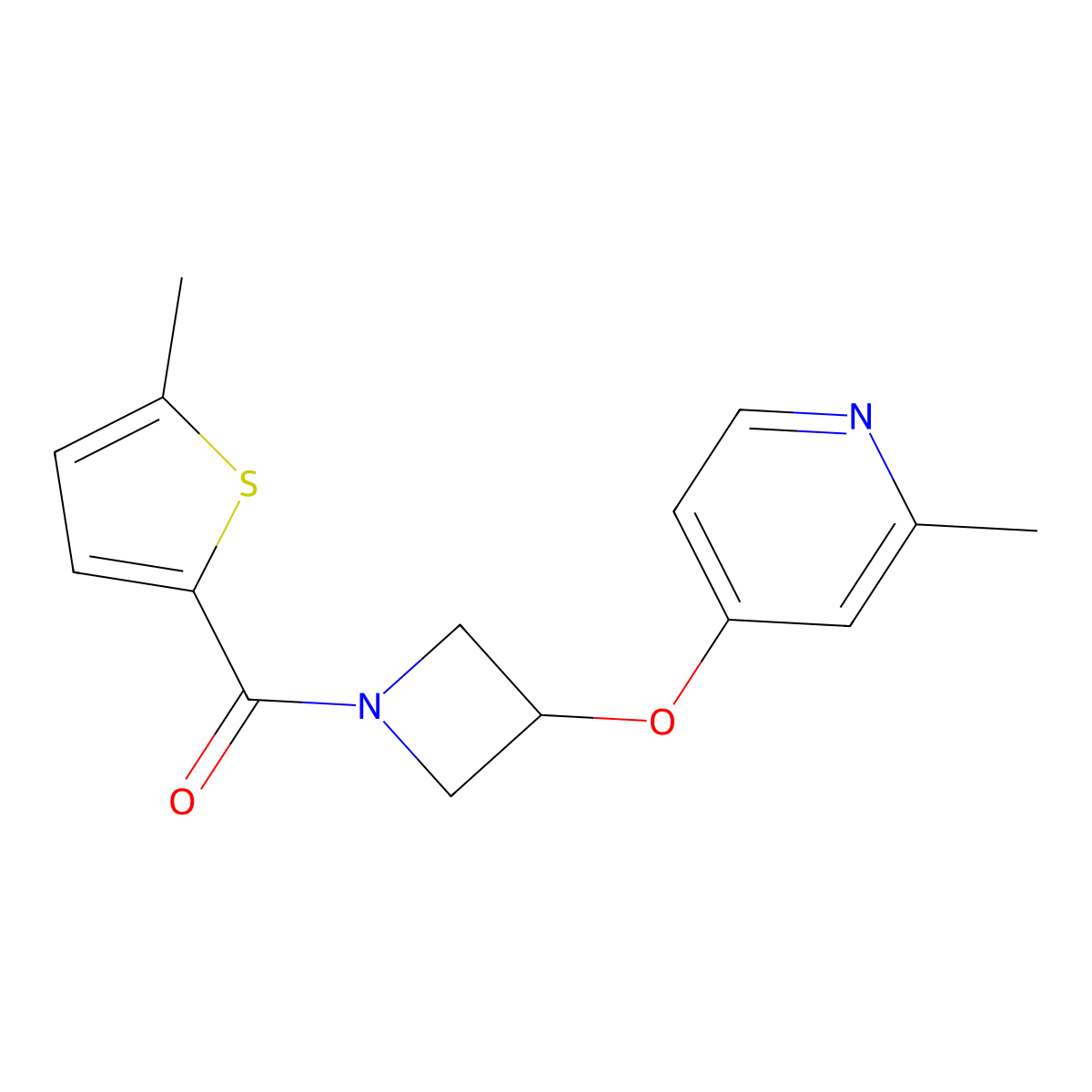 2-Methyl-4-{[1-(5-methylthiophene-2-carbonyl)azetidin-3-yl]oxy}pyridine molecular structure, CAS 2741897-18-5