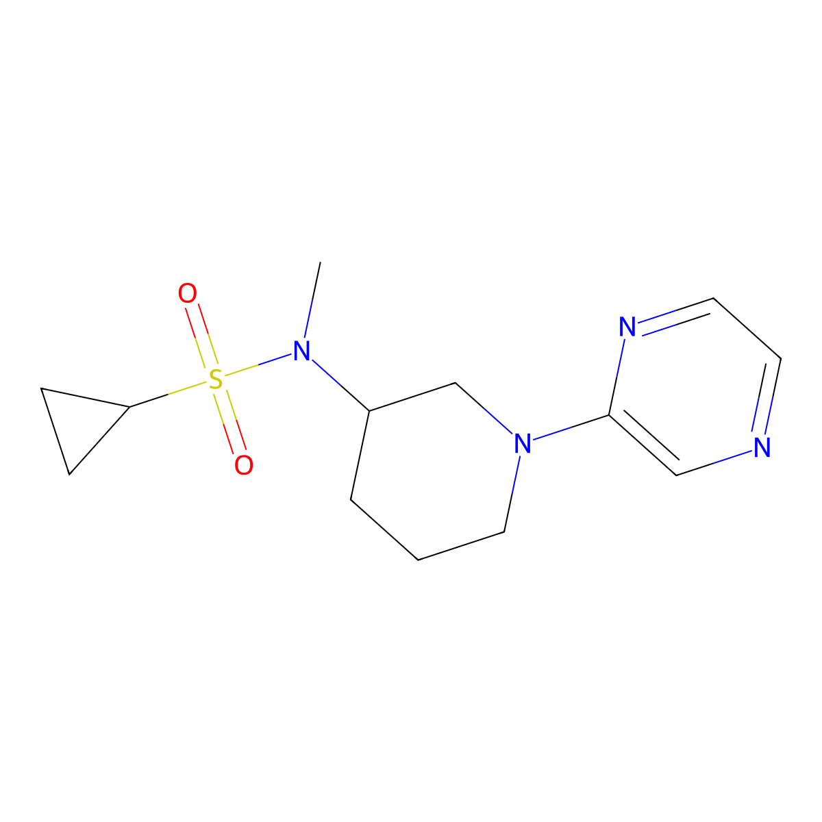 N-methyl-N-[1-(pyrazin-2-yl)piperidin-3-yl]cyclopropanesulfonamide molecular structure, CAS 2741897-23-2