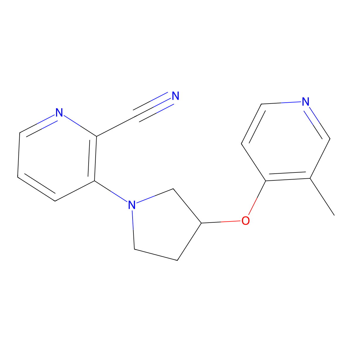 3-{3-[(3-Methylpyridin-4-yl)oxy]pyrrolidin-1-yl}pyridine-2-carbonitrile molecular structure, CAS 2741897-25-4