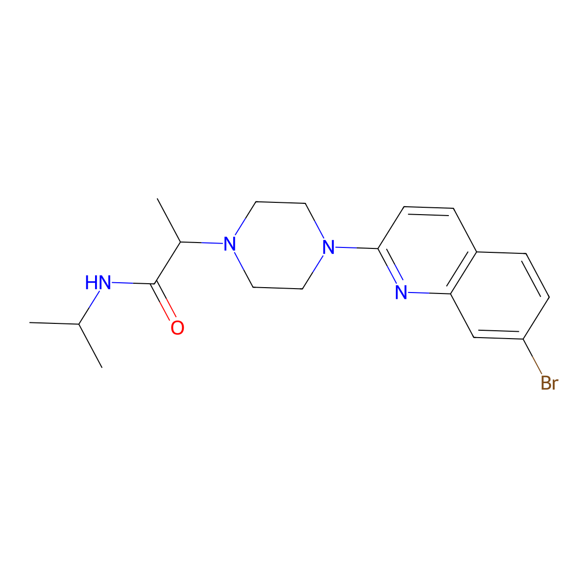 2-[4-(7-bromoquinolin-2-yl)piperazin-1-yl]-N-(propan-2-yl)propanamide molecular structure, CAS 2741897-28-7