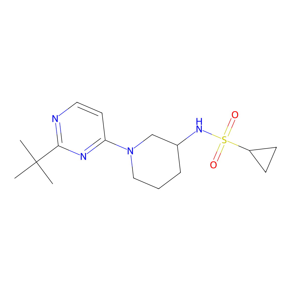 N-[1-(2-tert-butylpyrimidin-4-yl)piperidin-3-yl]cyclopropanesulfonamide molecular structure, CAS 2741897-32-3