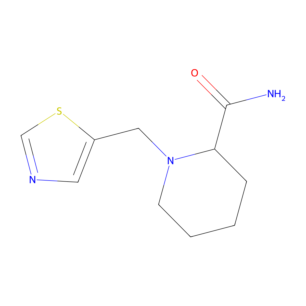 1-[(1,3-Thiazol-5-yl)methyl]piperidine-2-carboxamide molecular structure, CAS 2741897-37-8
