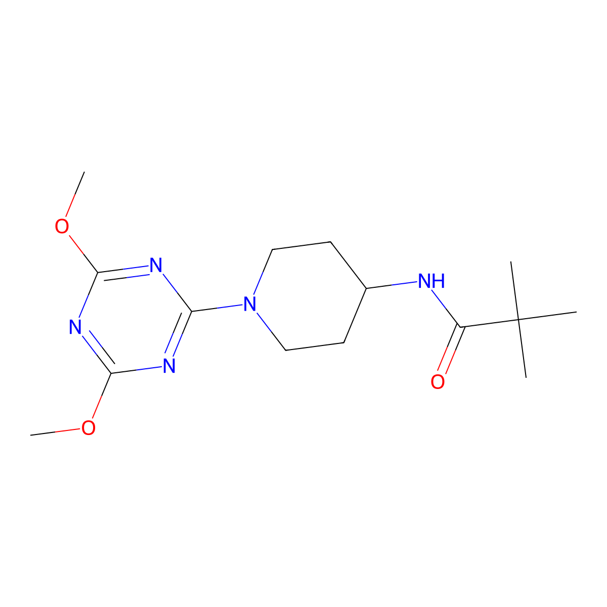 N-[1-(4,6-dimethoxy-1,3,5-triazin-2-yl)piperidin-4-yl]-2,2-dimethylpropanamide molecular structure, CAS 2741897-38-9