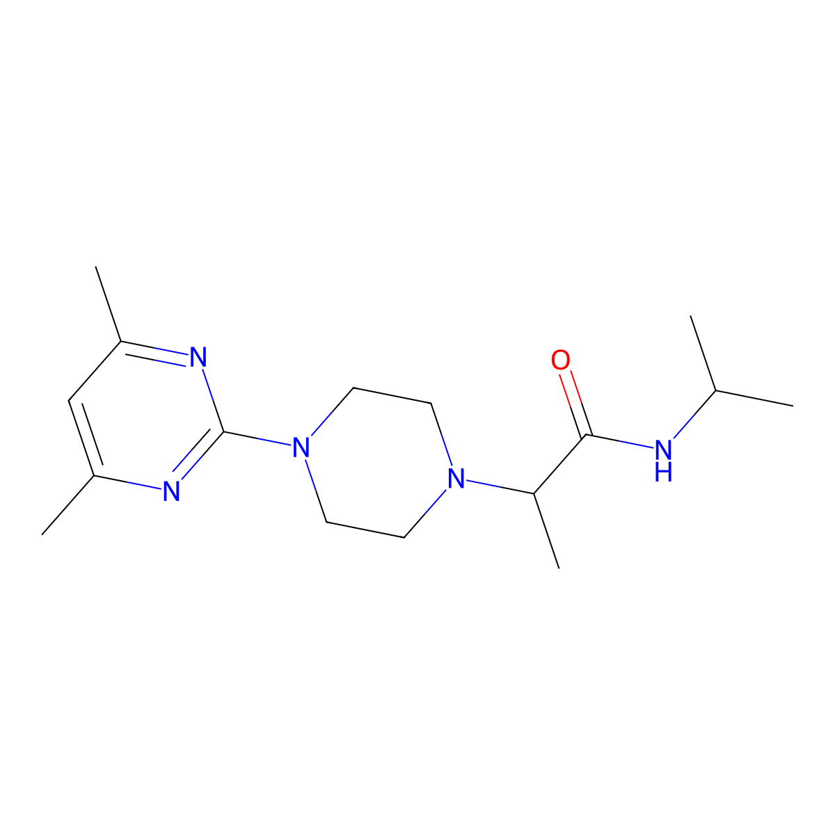 2-[4-(4,6-dimethylpyrimidin-2-yl)piperazin-1-yl]-N-(propan-2-yl)propanamide molecular structure, CAS 2741897-39-0