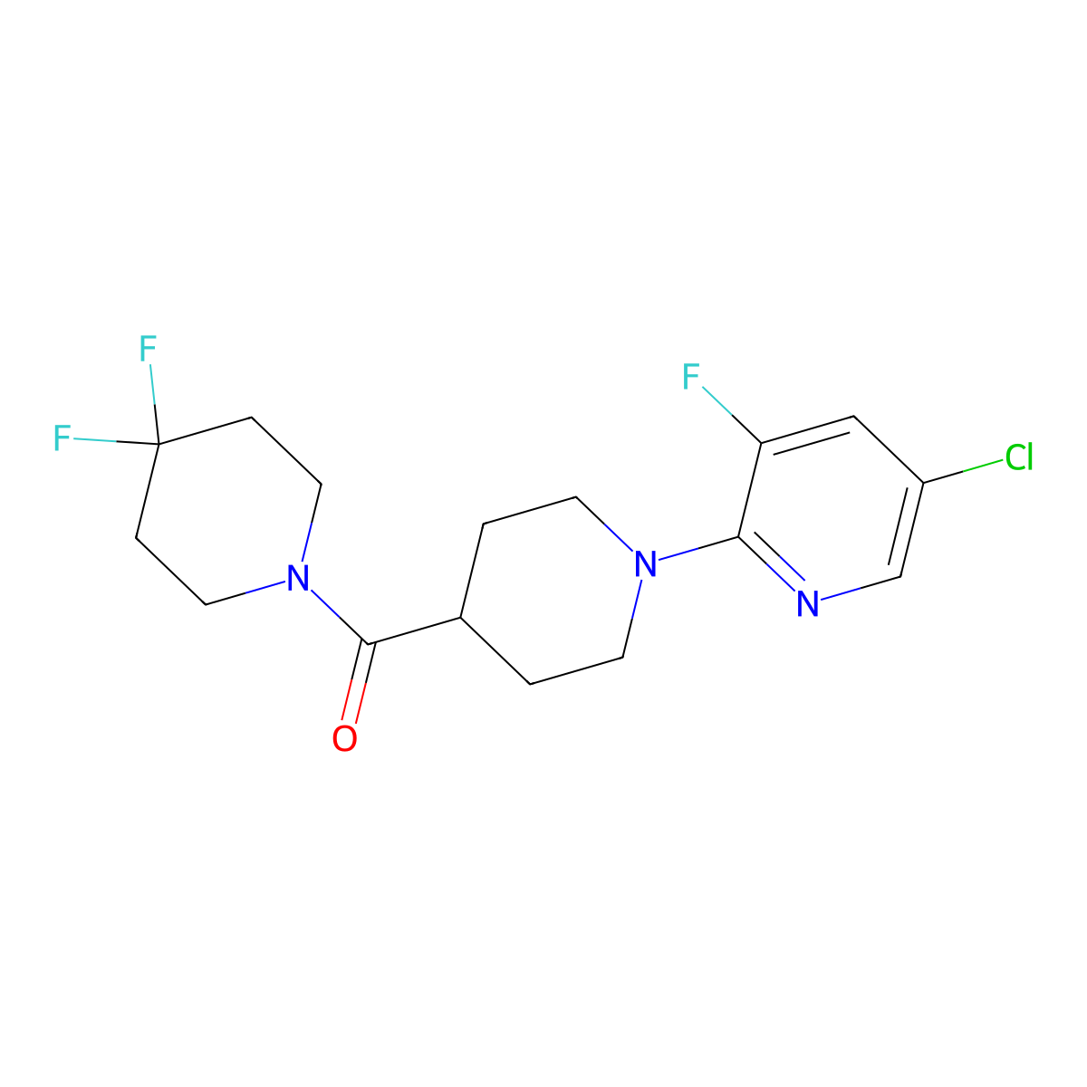 5-Chloro-2-[4-(4,4-difluoropiperidine-1-carbonyl)piperidin-1-yl]-3-fluoropyridine molecular structure, CAS 2741897-46-9