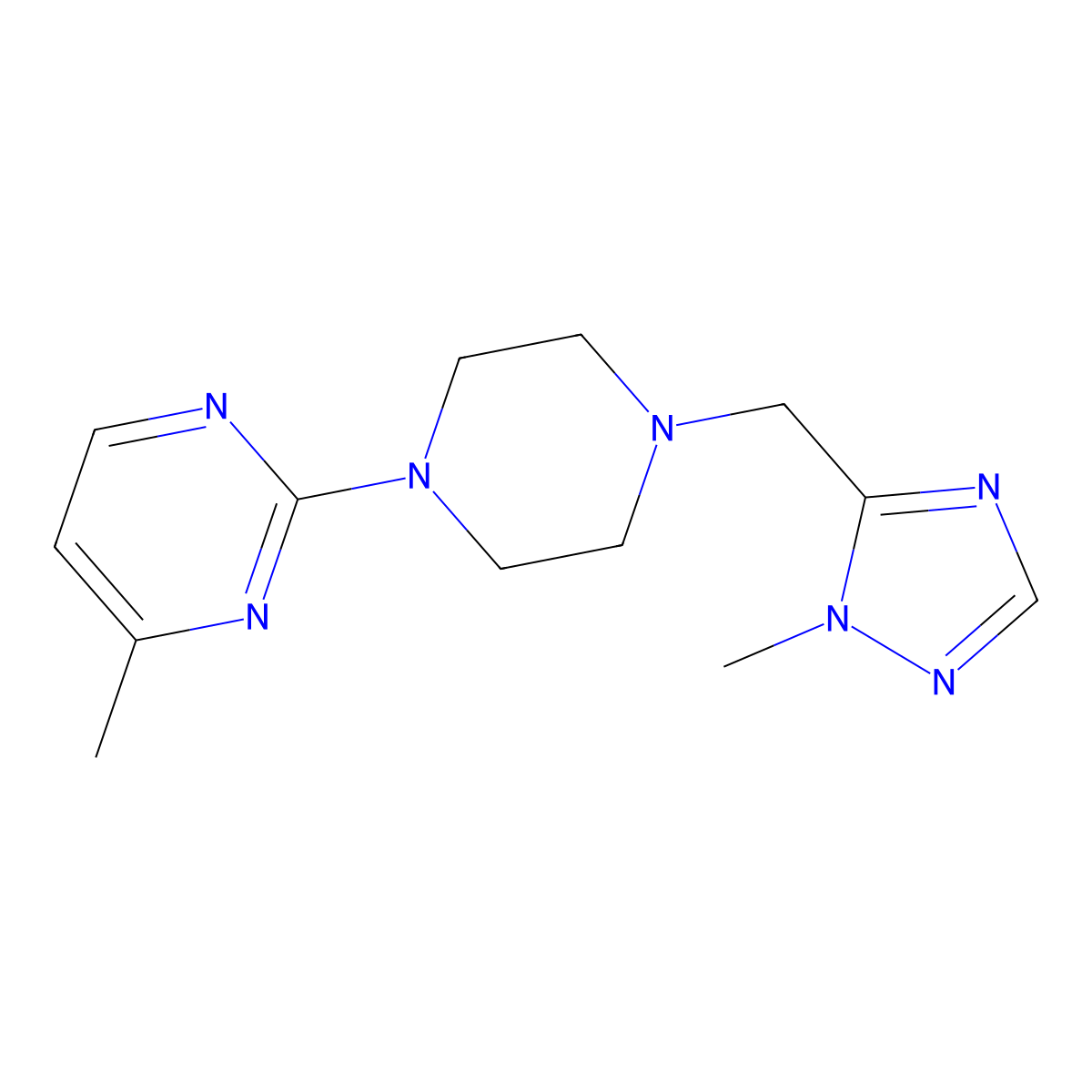 4-methyl-2-{4-[(1-methyl-1H-1,2,4-triazol-5-yl)methyl]piperazin-1-yl}pyrimidine molecular structure, CAS 2741897-49-2