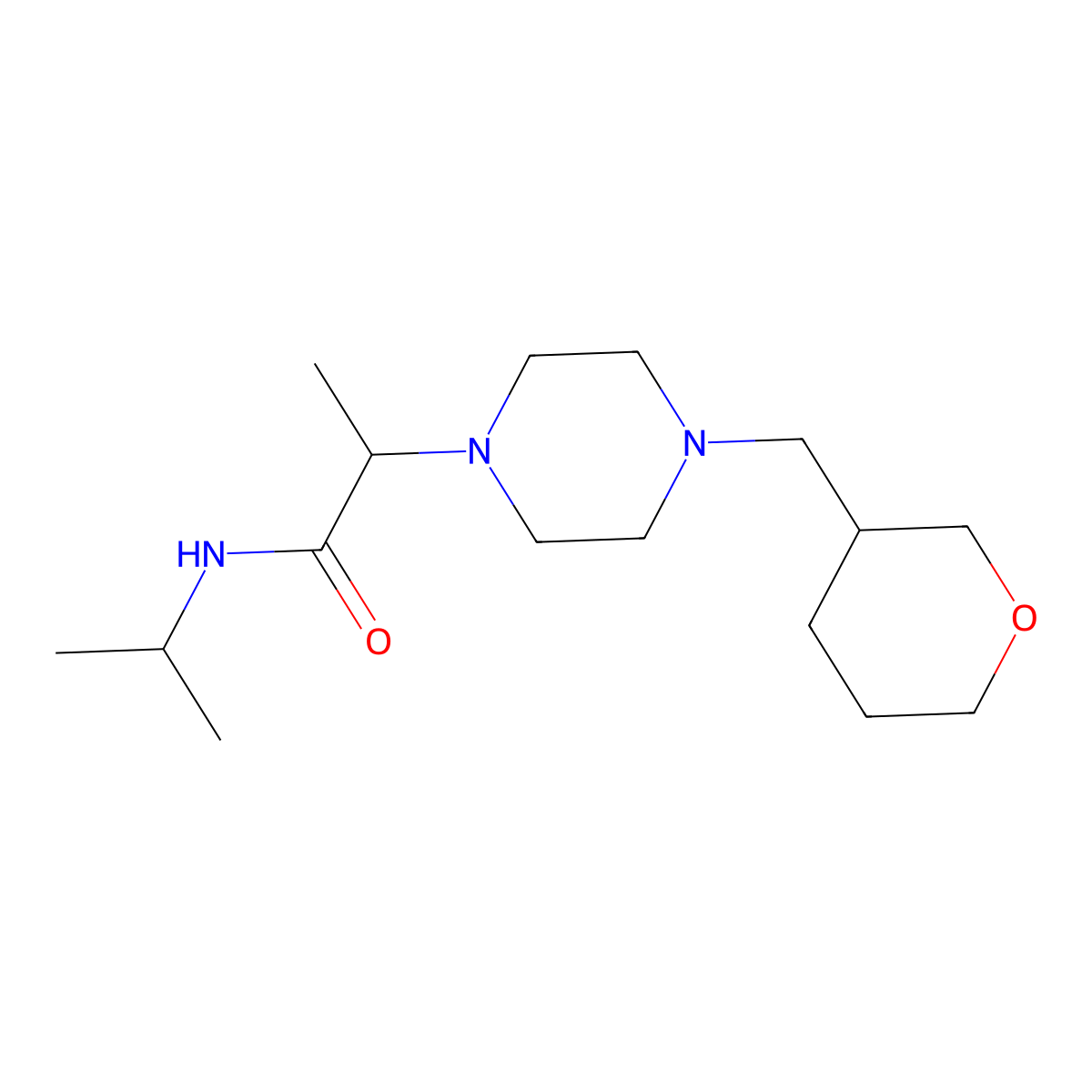 2-{4-[(oxan-3-yl)methyl]piperazin-1-yl}-N-(propan-2-yl)propanamide molecular structure, CAS 2741897-51-6