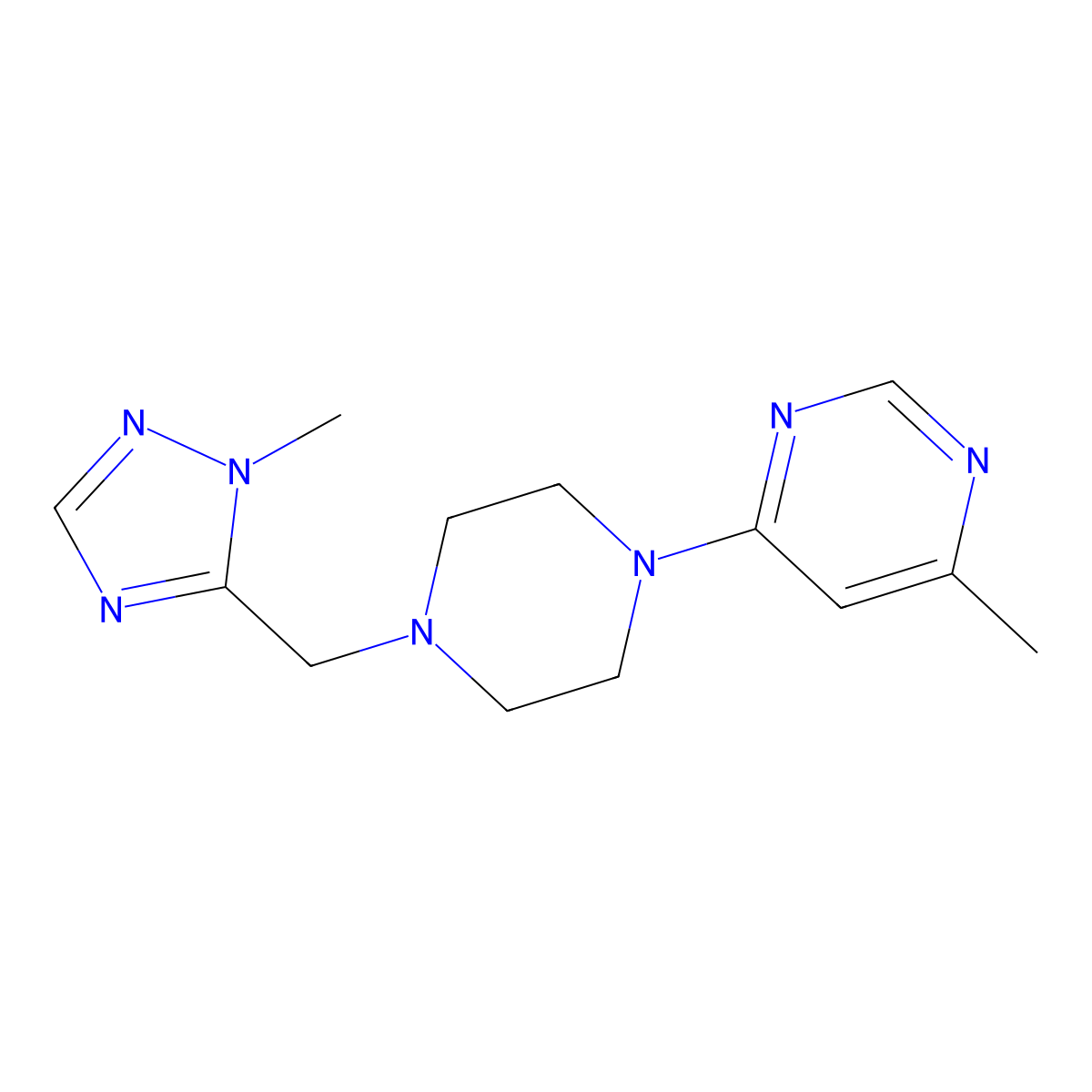 4-methyl-6-{4-[(1-methyl-1H-1,2,4-triazol-5-yl)methyl]piperazin-1-yl}pyrimidine molecular structure, CAS 2741897-56-1