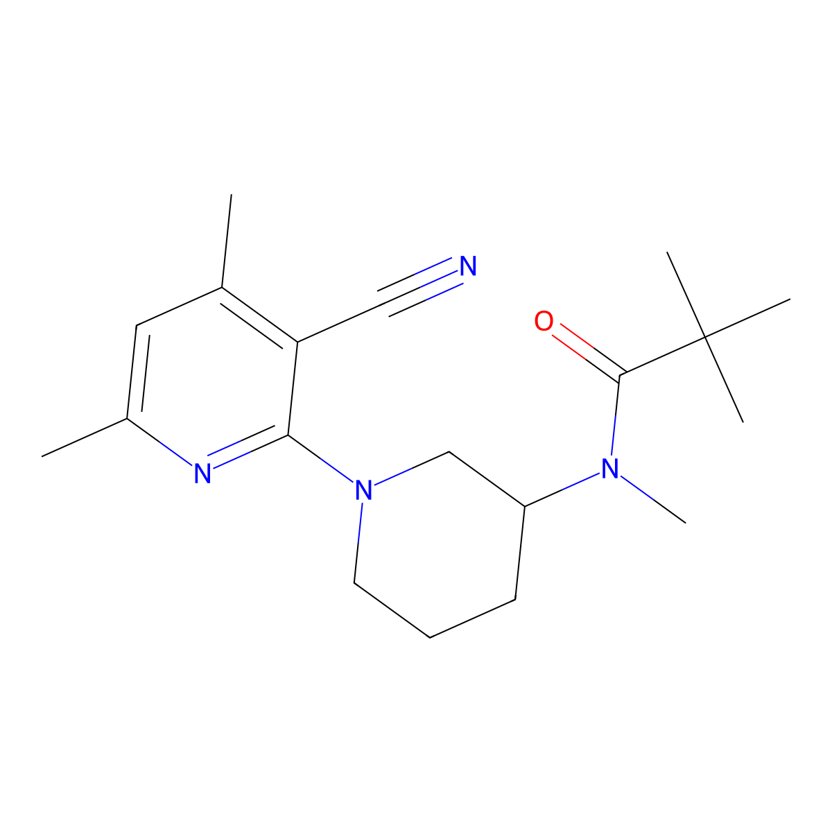 N-[1-(3-cyano-4,6-dimethylpyridin-2-yl)piperidin-3-yl]-N,2,2-trimethylpropanamide molecular structure, CAS 2741897-58-3