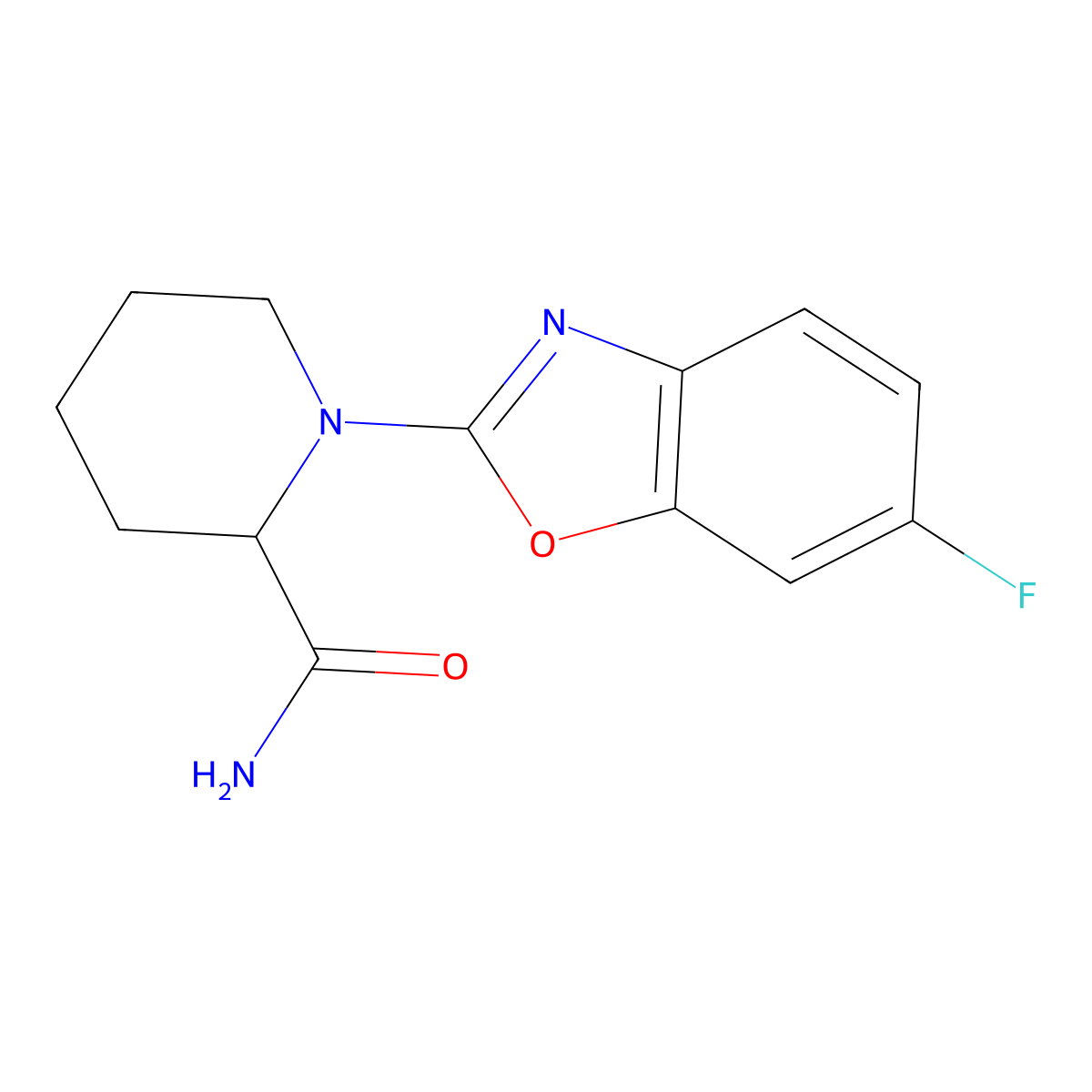 1-(6-Fluoro-1,3-benzoxazol-2-yl)piperidine-2-carboxamide molecular structure, CAS 2741897-65-2
