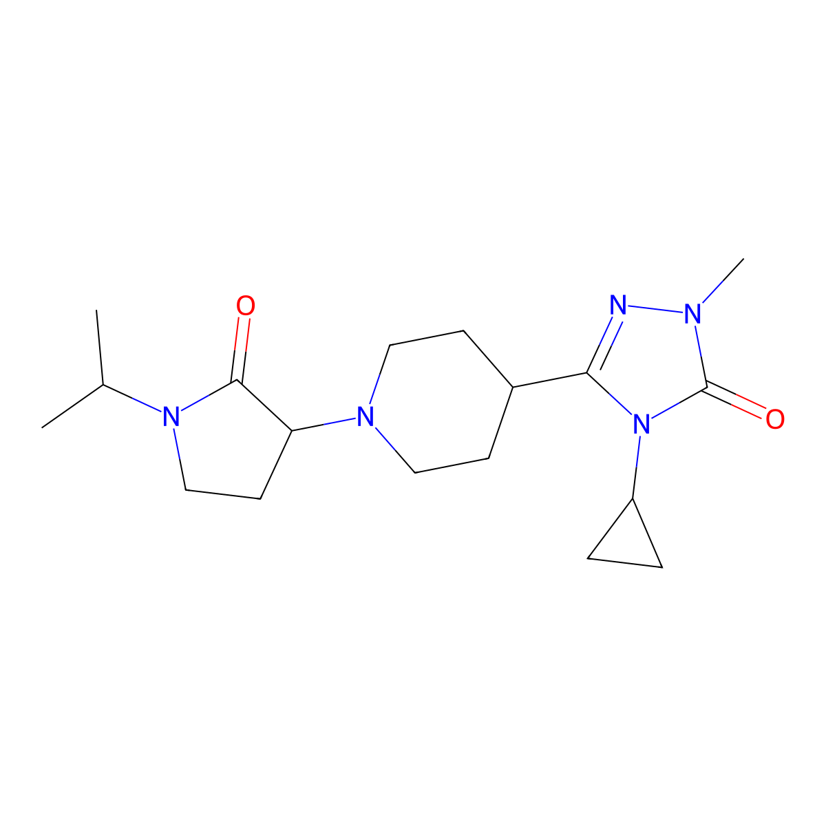 4-cyclopropyl-1-methyl-3-{1-[2-oxo-1-(propan-2-yl)pyrrolidin-3-yl]piperidin-4-yl}-4,5-dihydro-1H-1,2,4-triazol-5-one molecular structure, CAS 2741897-70-9