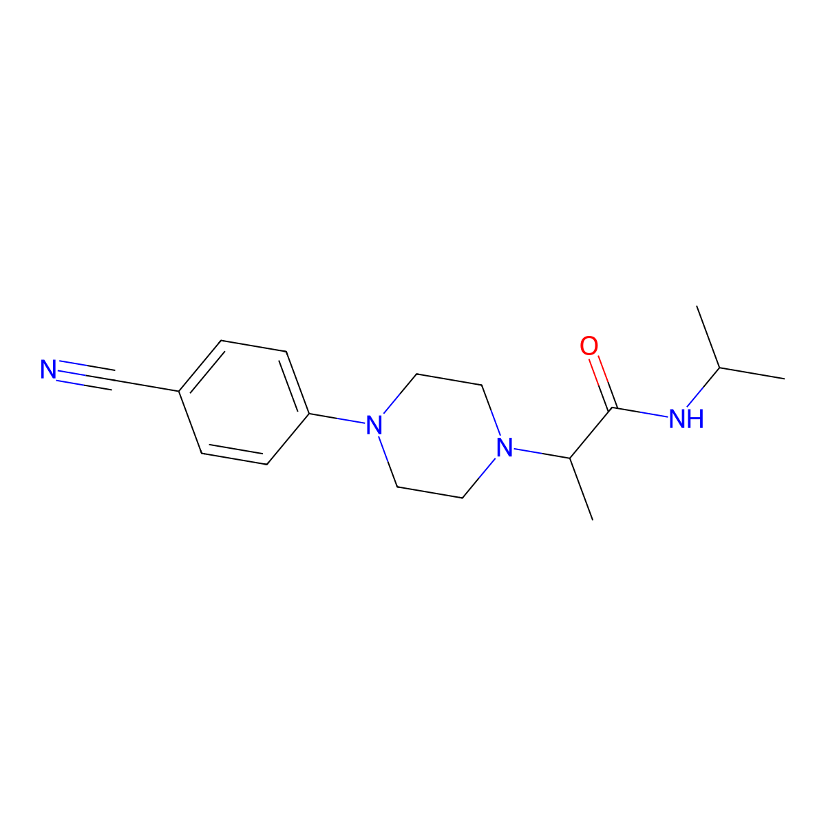 2-[4-(4-cyanophenyl)piperazin-1-yl]-N-(propan-2-yl)propanamide molecular structure, CAS 2741897-73-2