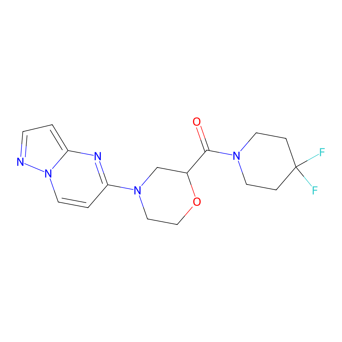 2-(4,4-Difluoropiperidine-1-carbonyl)-4-{pyrazolo[1,5-a]pyrimidin-5-yl}morpholine molecular structure, CAS 2741897-80-1