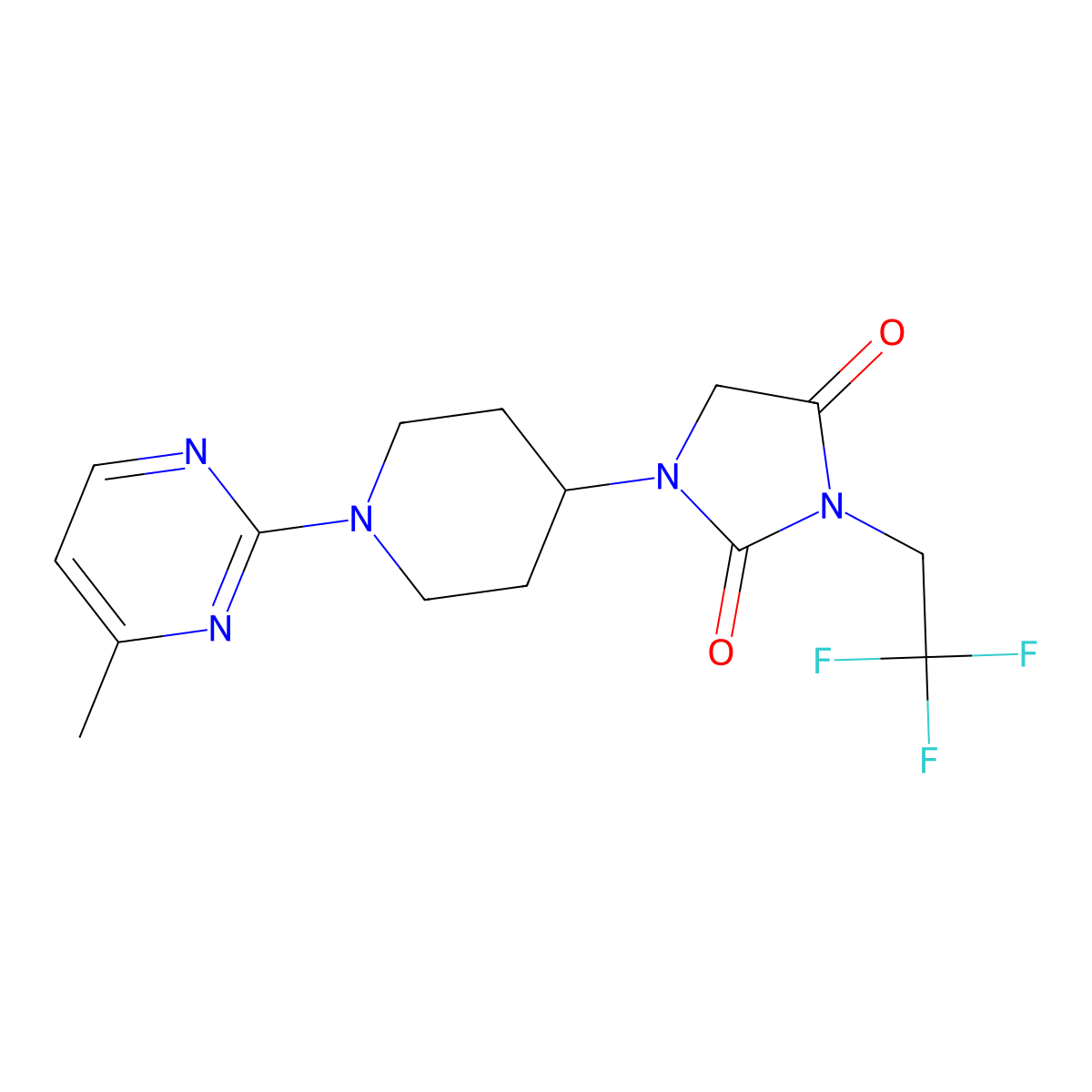 1-[1-(4-Methylpyrimidin-2-yl)piperidin-4-yl]-3-(2,2,2-trifluoroethyl)imidazolidine-2,4-dione molecular structure, CAS 2741897-84-5