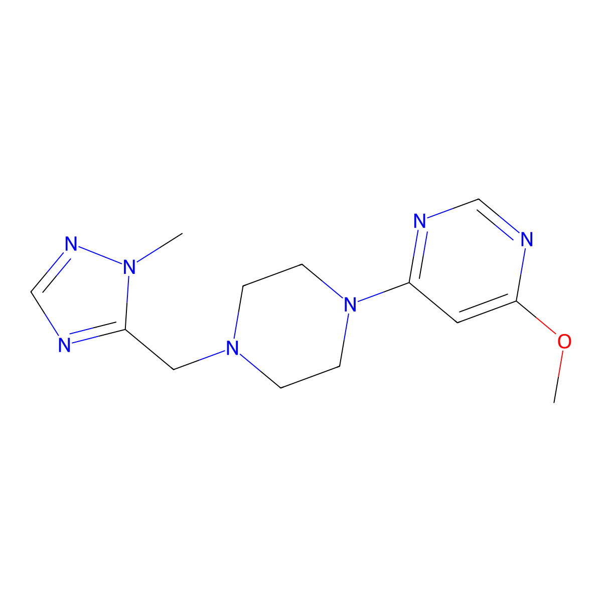 4-methoxy-6-{4-[(1-methyl-1H-1,2,4-triazol-5-yl)methyl]piperazin-1-yl}pyrimidine molecular structure, CAS 2741899-84-1