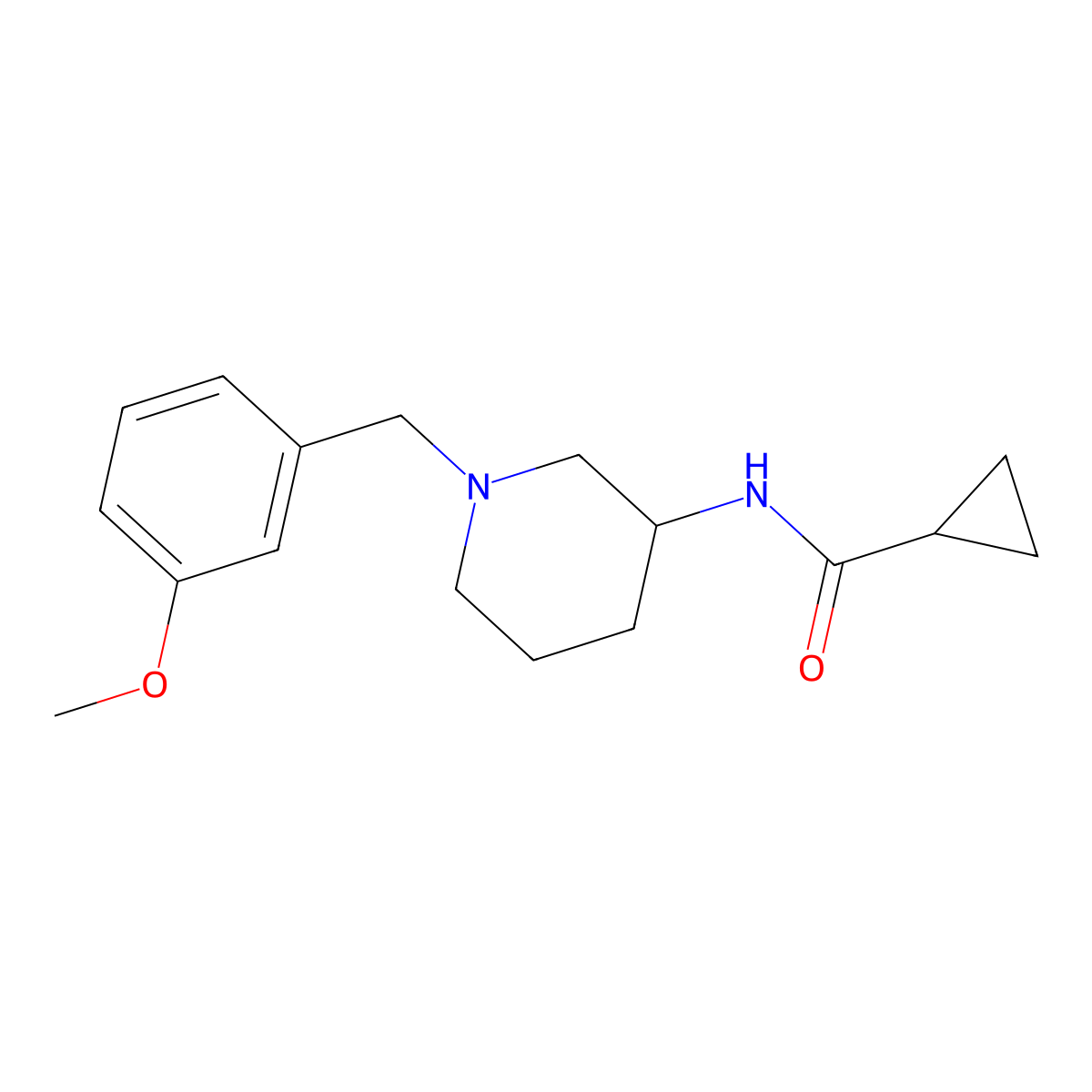 N-{1-[(3-methoxyphenyl)methyl]piperidin-3-yl}cyclopropanecarboxamide molecular structure, CAS 2741899-87-4