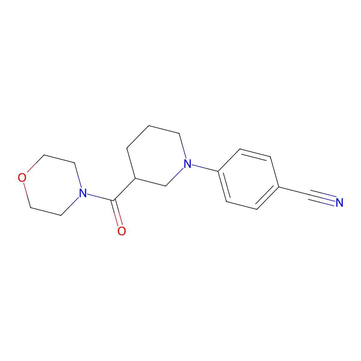 4-[3-(Morpholine-4-carbonyl)piperidin-1-yl]benzonitrile molecular structure, CAS 2741899-92-1