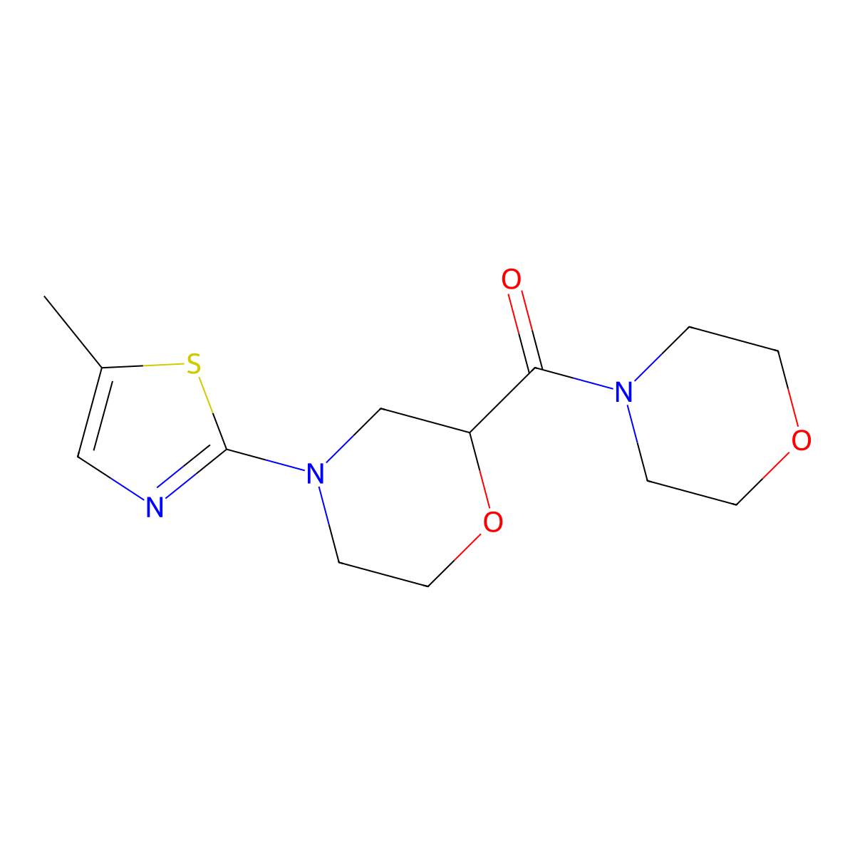 4-(5-Methyl-1,3-thiazol-2-yl)-2-(morpholine-4-carbonyl)morpholine molecular structure, CAS 2741899-94-3