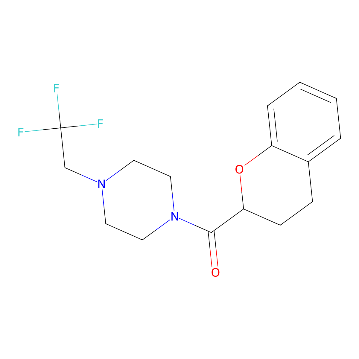 1-(3,4-dihydro-2H-1-benzopyran-2-carbonyl)-4-(2,2,2-trifluoroethyl)piperazine molecular structure, CAS 2741899-95-4